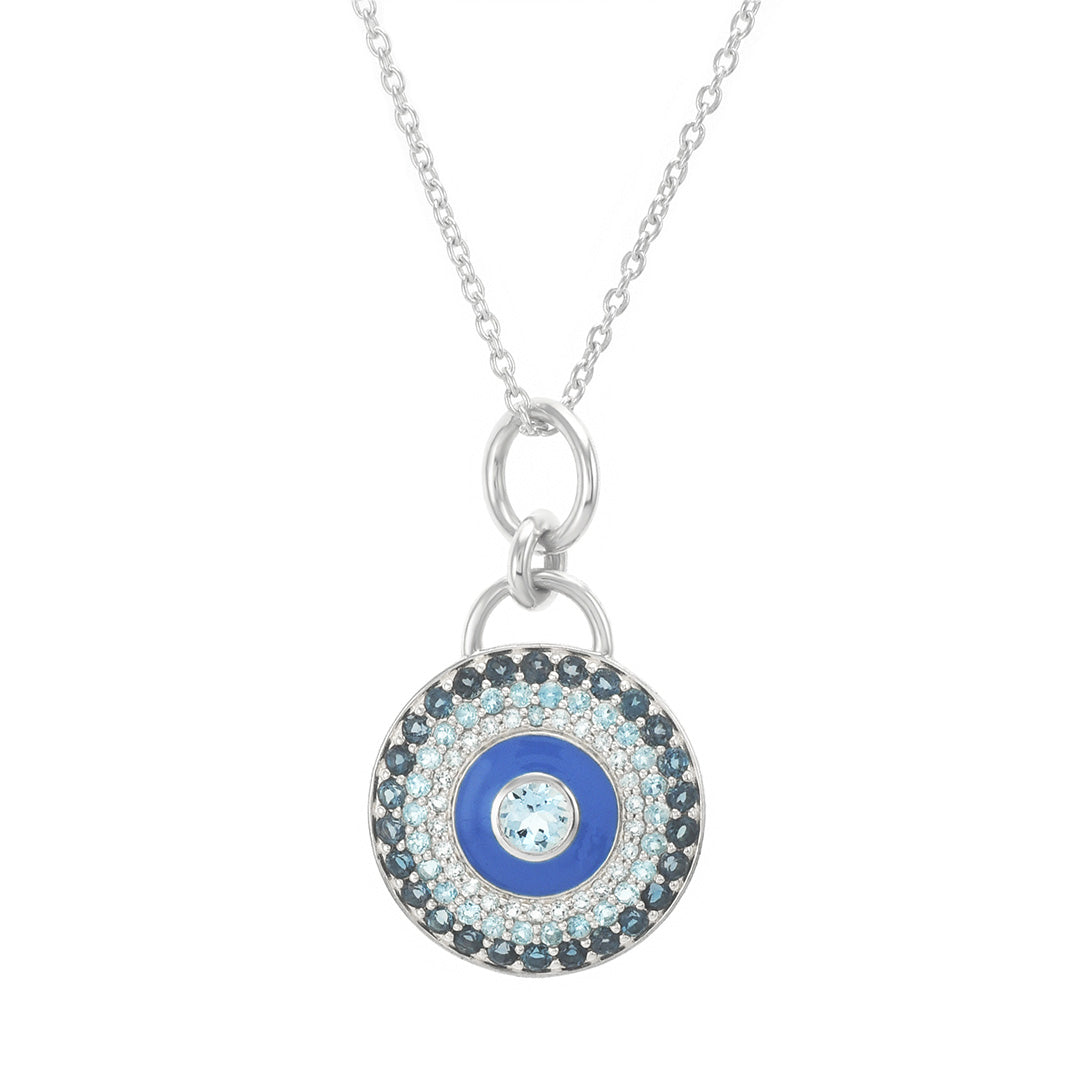 Blue Topaz Trio & Aquamarine Pendant Necklace - Elegant Sterling Silver Jewelry for Women | Perfect Gift for Birthday, Anniversary & Special Occasions