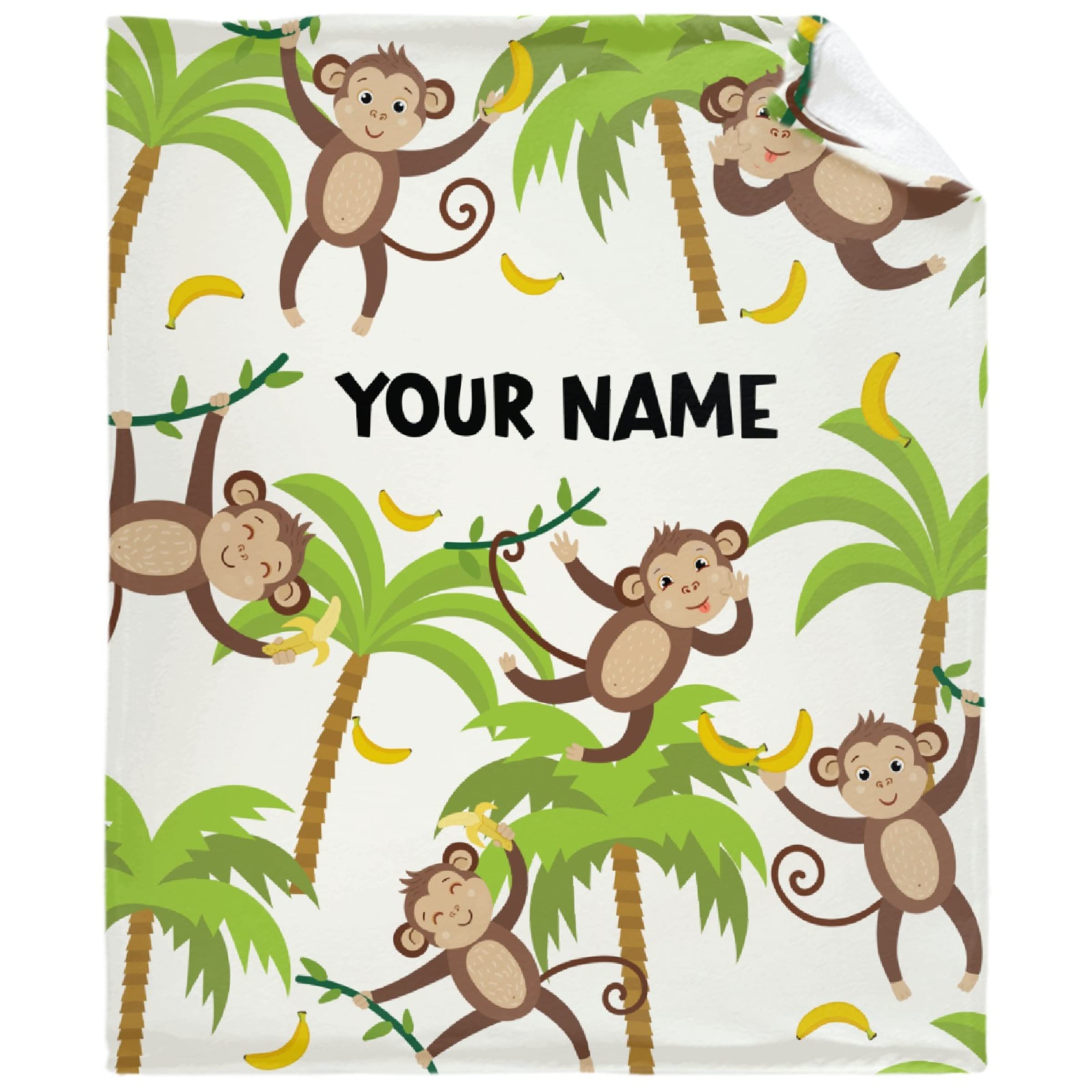 Personalized Monkeys & Axolotls Custom Blanket with Name - 90