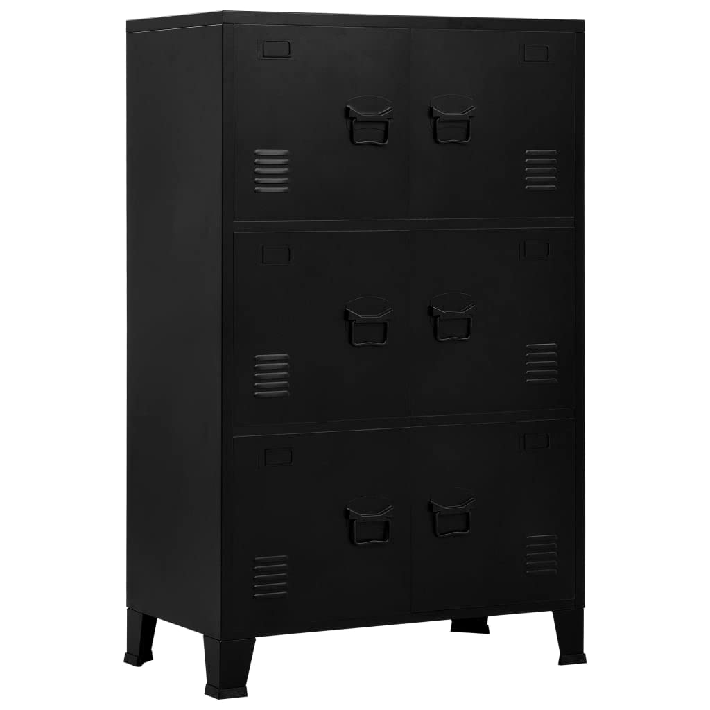 ZQQLVOO 6-Door Steel File Cabinet - Vertical Storage Cabinet & Bookcase for Home Office, Study, Industrial Black (29.5
