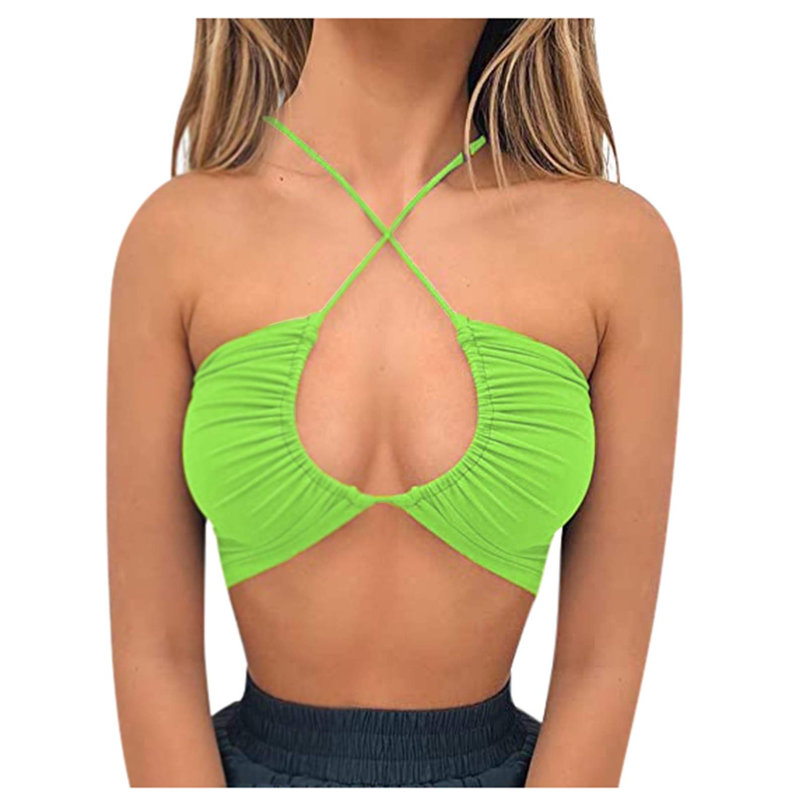 Sexy Women's Crisscross Strappy Bow Ring Blouse - Elegant Steel Solid Design for Passionate Occasions | Perfect for Date Nights, Parties & Special Events