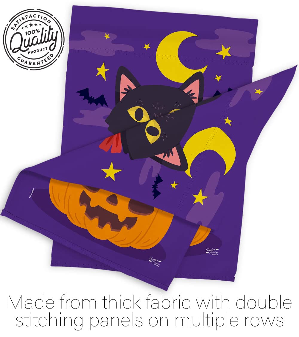 Halloween Kitty Garden Flag Set - Spooky Black Cat & Pumpkin Decor for Fall Yard