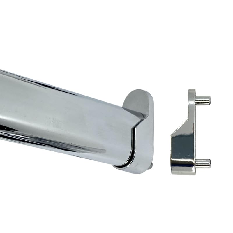 Custom Cut Oval Closet Rod - Up to 36 Inches with Rear Pin Wall Brackets in Polished Chrome - Perfect for Bedroom, Walk-in Closet, and Wardrobe Organization