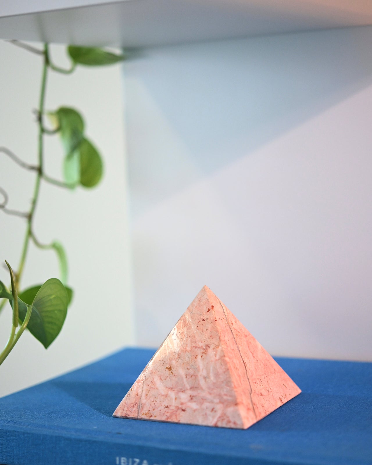 4 Inch Pink Marble Pyramid - Elegant Home Decor for Shelf, Desk & Meditation Space | Feng Shui Crystal Gift for Office & Living Room