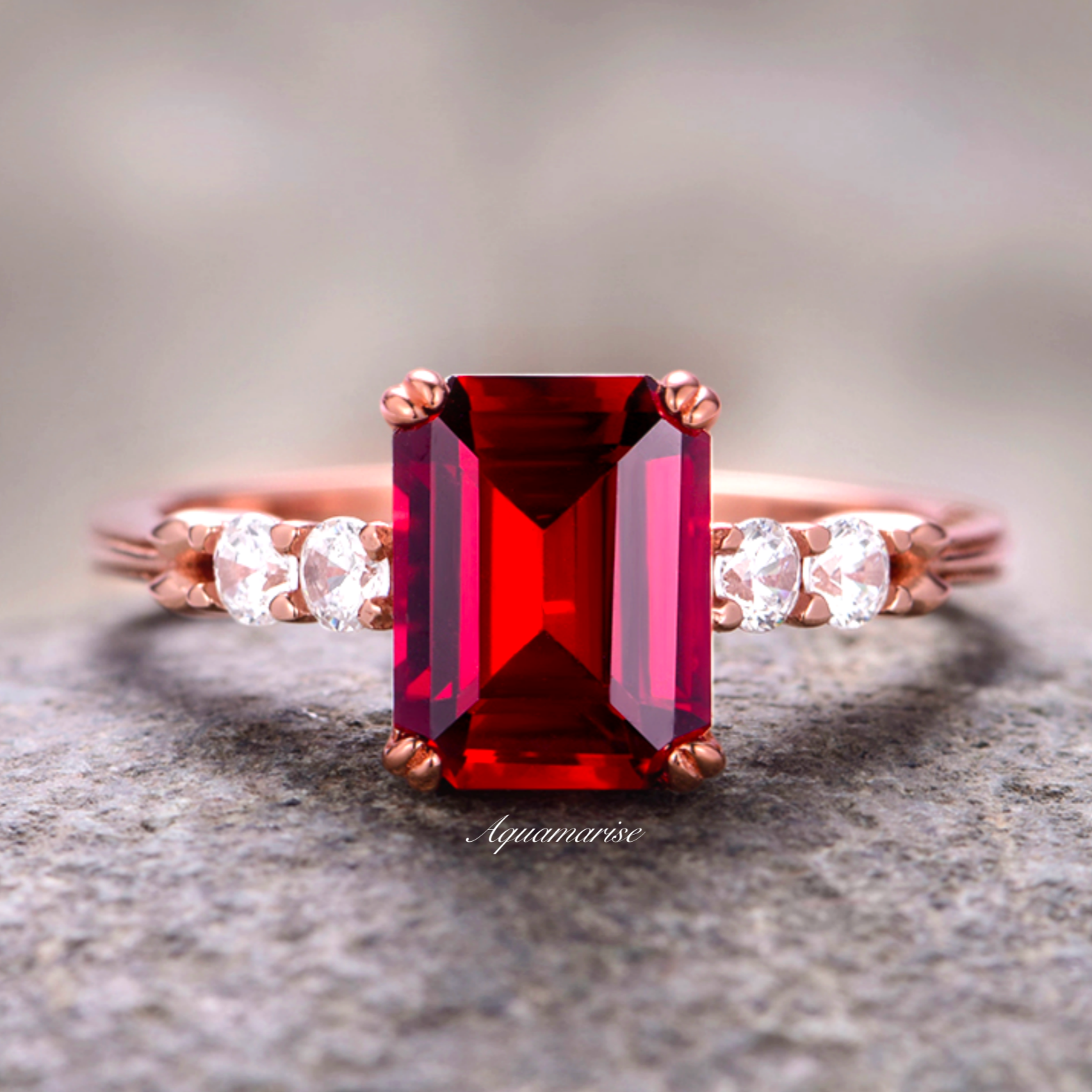 Natural Red Garnet Engagement Ring for Women - 14K Rose Gold Vermeil Wedding Band, Anniversary Gift for Her - Perfect for Proposals, Valentine's Day & Special Occasions