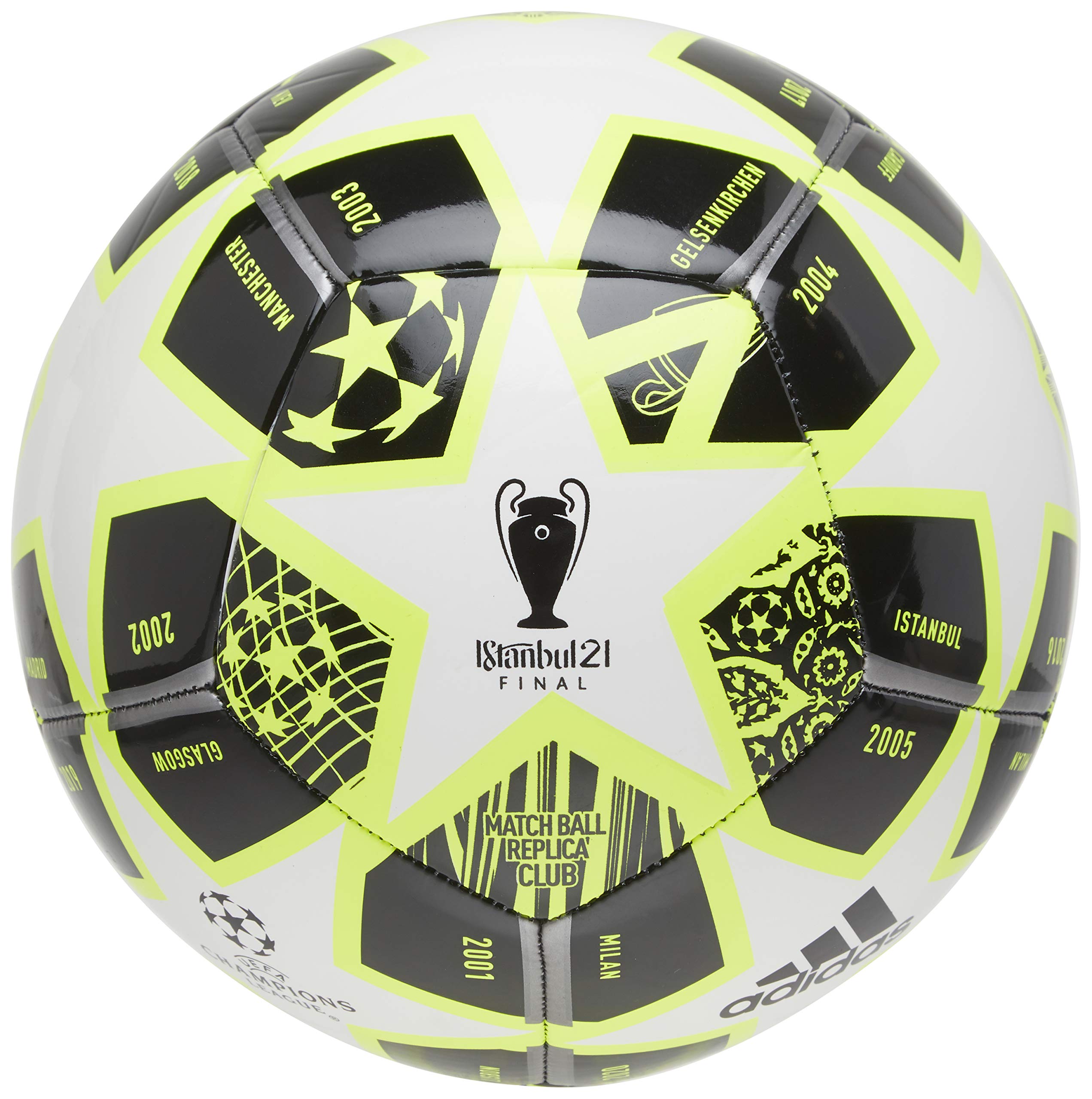 Adidas Men's Finale Club Soccer Ball - Solar Yellow/White/Black - Size 3 - Perfect for Training, Matches & Backyard Play