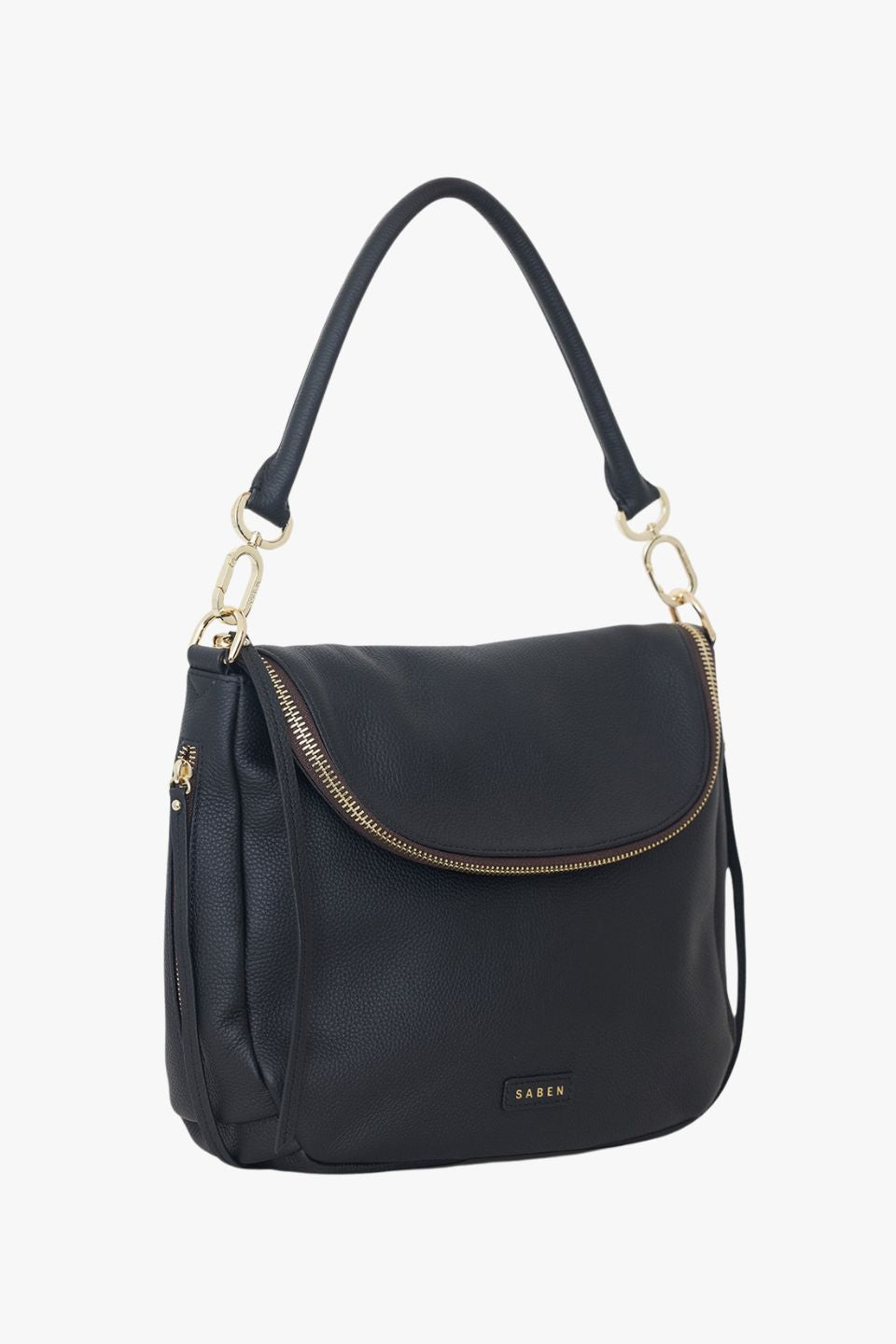 Frankie Fold Over Black Shoulder Bag for Women - Stylish Crossbody Purse with Adjustable Strap - Perfect for Work, Travel & Everyday Use
