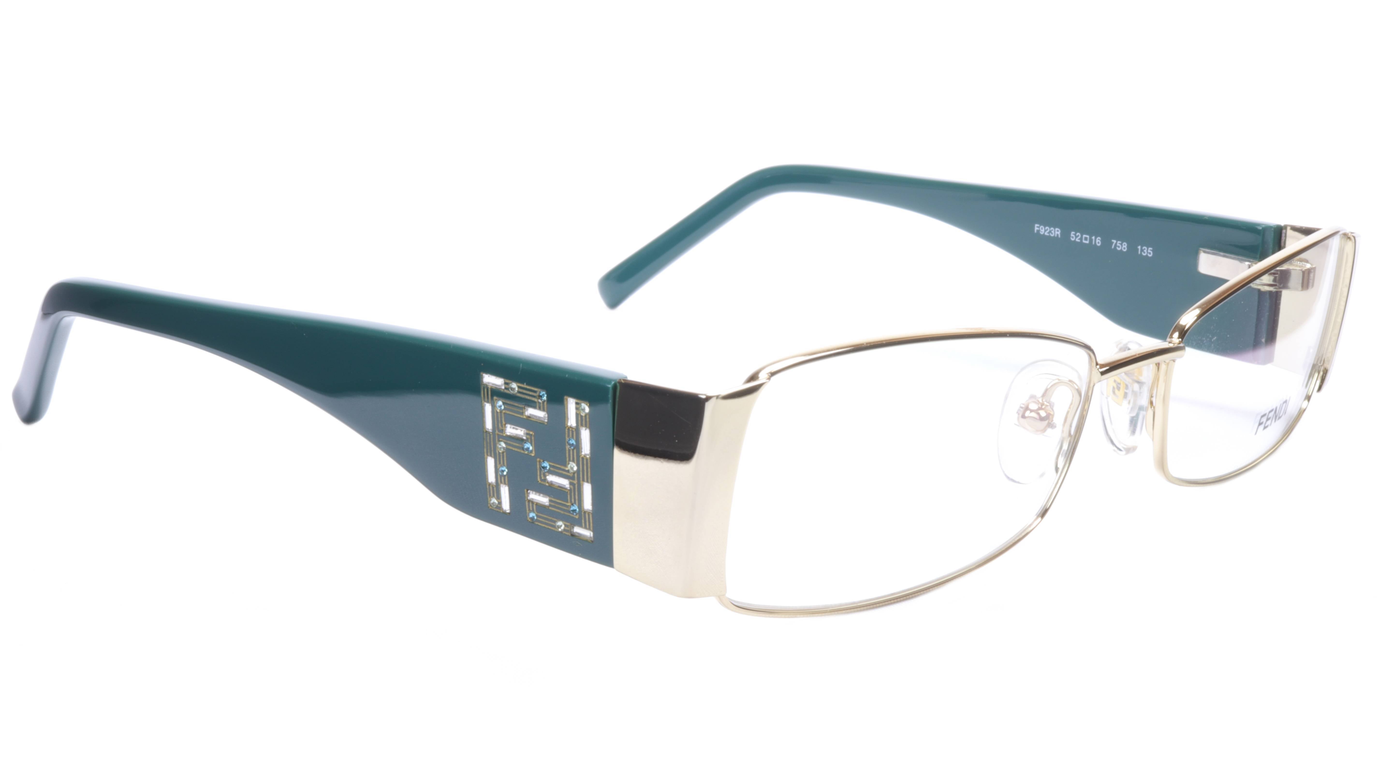 FENDI F932R (758) Acetate Gold Blue Eyeglasses Frame - Made in Italy - Size 52-16-135 - Perfect for Fashion, Work & Everyday Wear