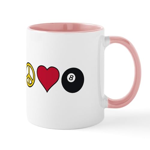 White/Pink Inside - Peace Heart Billiards Mugs
