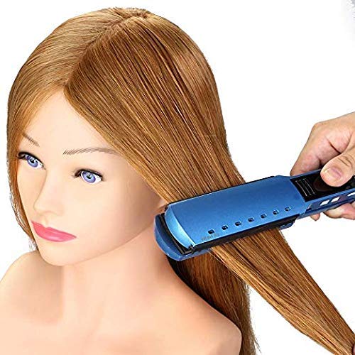 RAWAL Real Human Hair Shoulder-Length Mannequin Head for Hair Styling Practice - Perfect for Cutting, Coloring, Braiding & Heat Styling - Includes Clamp Stand (Dark Golden) | Salon Training & Home Practice Hairdressing Tool