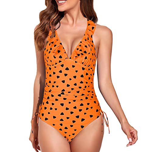 YfiDSJFGJ Women's One Piece Swimsuits - Tummy Control Vintage Bathing Suit with Ruffles | Perfect for Beach Vacation, Pool Party & Summer Swimming