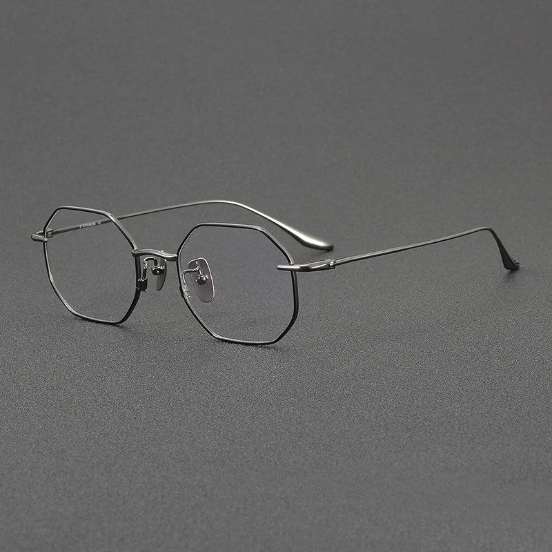 Stylish Unisex Black Titanium Polygon Flat Top Full Rim Eyeglasses 4174 - Perfect for Work, Reading & Fashion Accessories