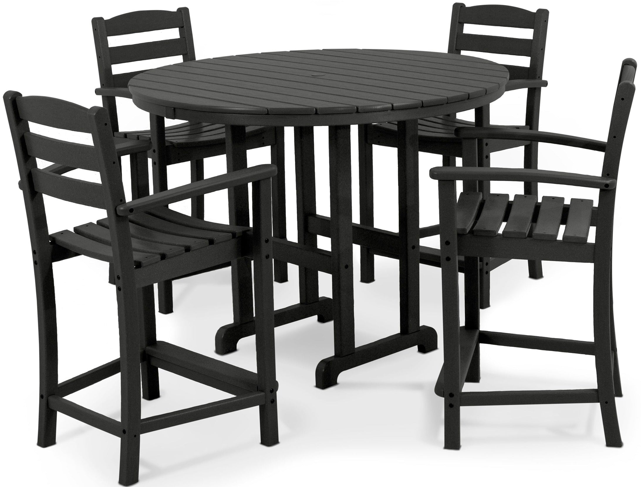 POLYWOOD La Casa Cafe 5-Piece Outdoor Counter Height Dining Set - Patio, Deck, Poolside Bistro Table and Chairs for Backyard, Garden, Restaurant