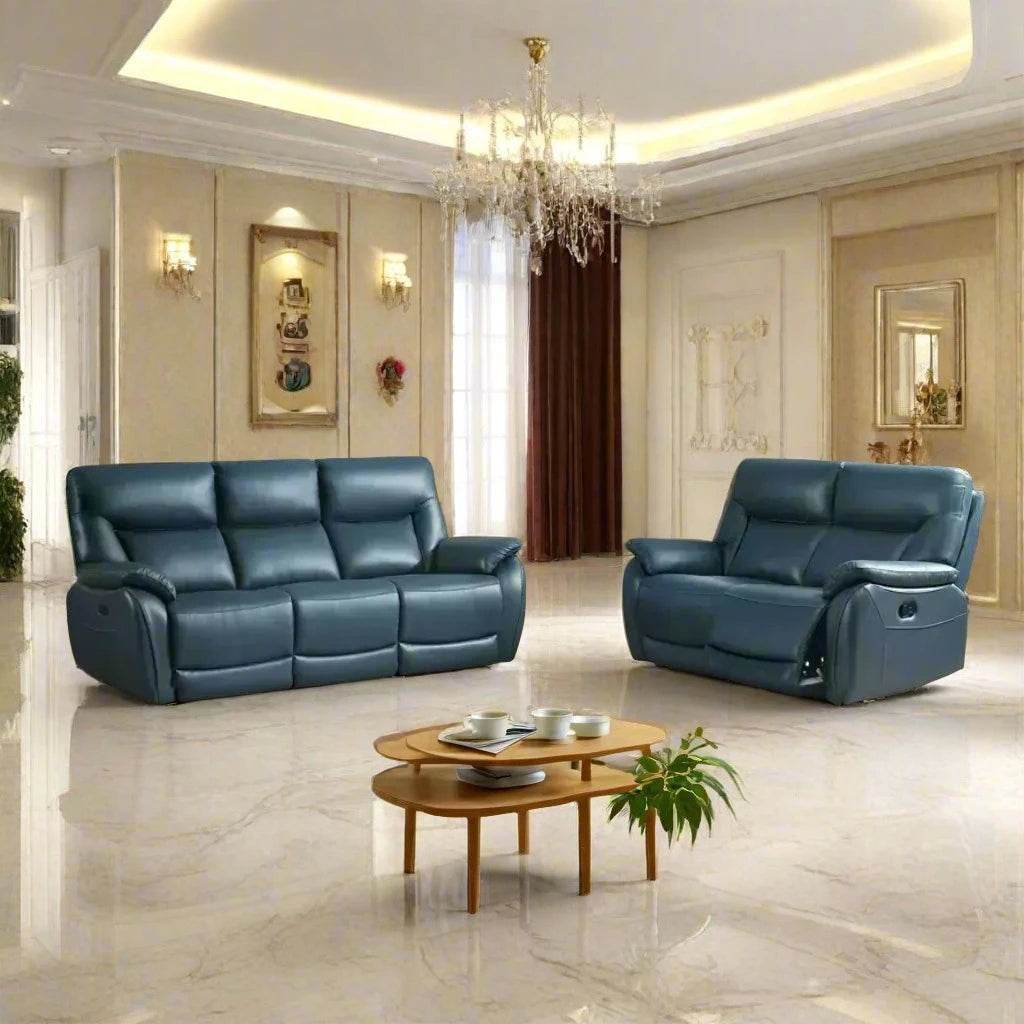 Elsie Genuine Leather Manual Recliner Sofa - Comfortable Living Room Chair with Adjustable Backrest for Relaxing, Watching TV, and Napping - Perfect for Home Theater, Family Room, and Office Spaces