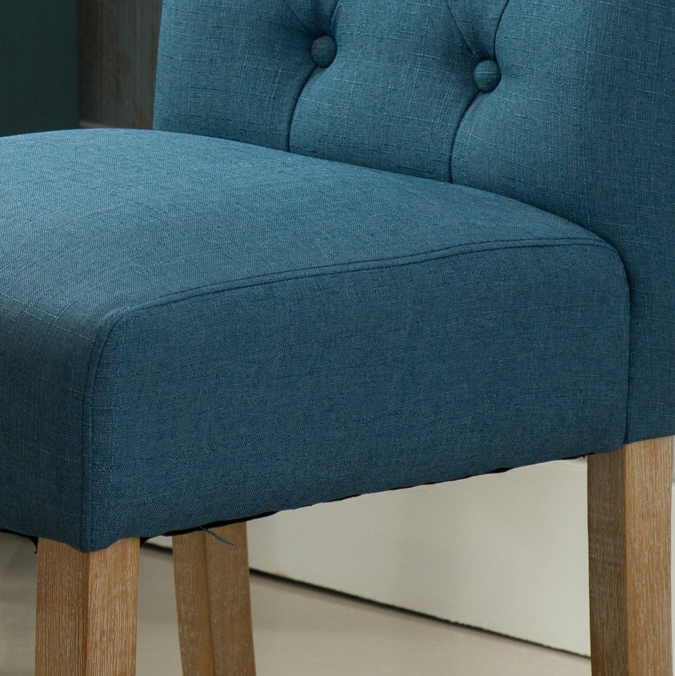Roundhill Furniture Habit Solid Wood Tufted Parsons Dining Chair - Blue Set of 2 - Elegant Modern Dining Room Chairs for Kitchen, Breakfast Nook, and Home Office