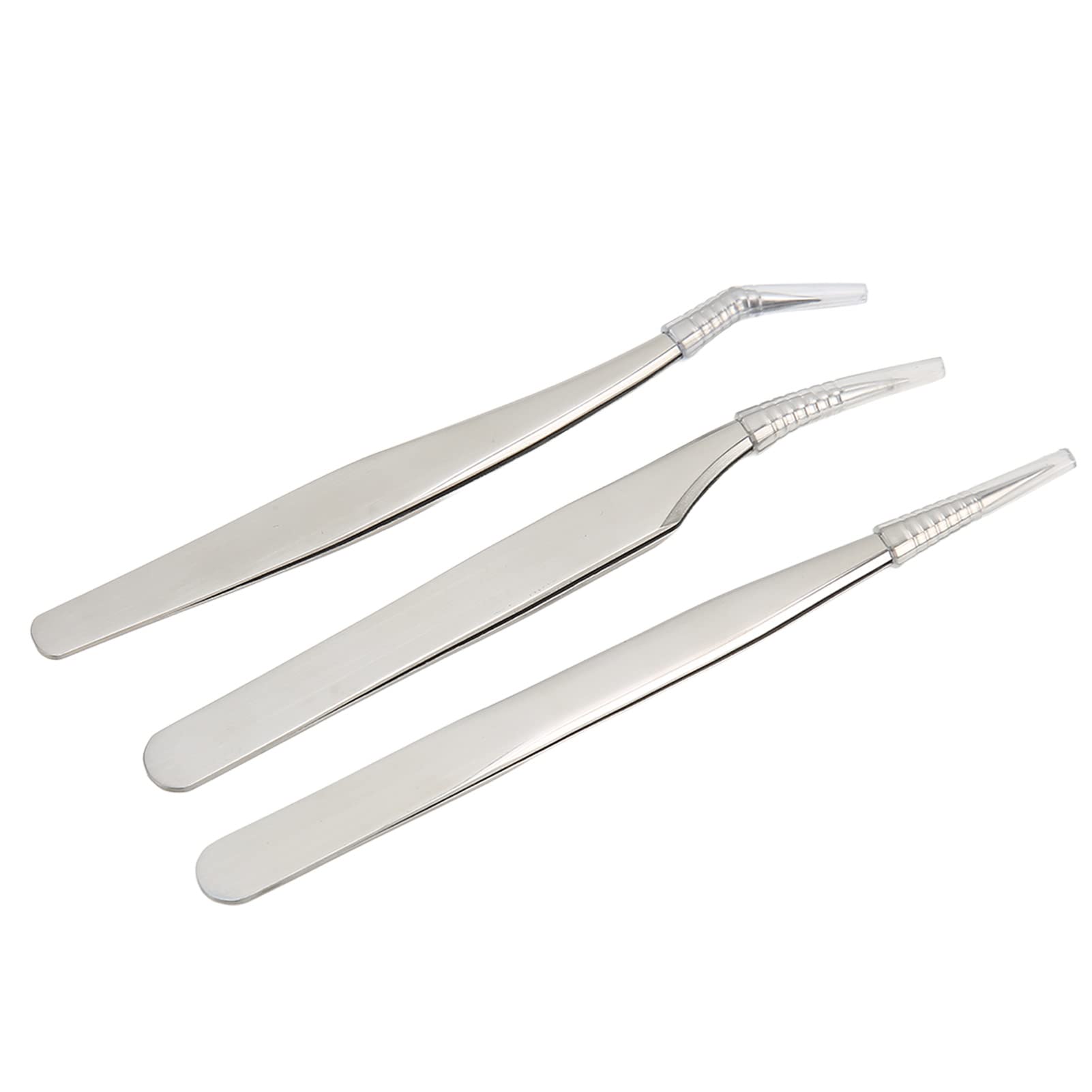 3Pcs Stainless Steel Eyelash Tweezers Set - Professional Precision Lash Tweezers for Eyelash Extensions & Application - Perfect for DIY Salon, Home Use & Beauty Professionals (Women & Girls)