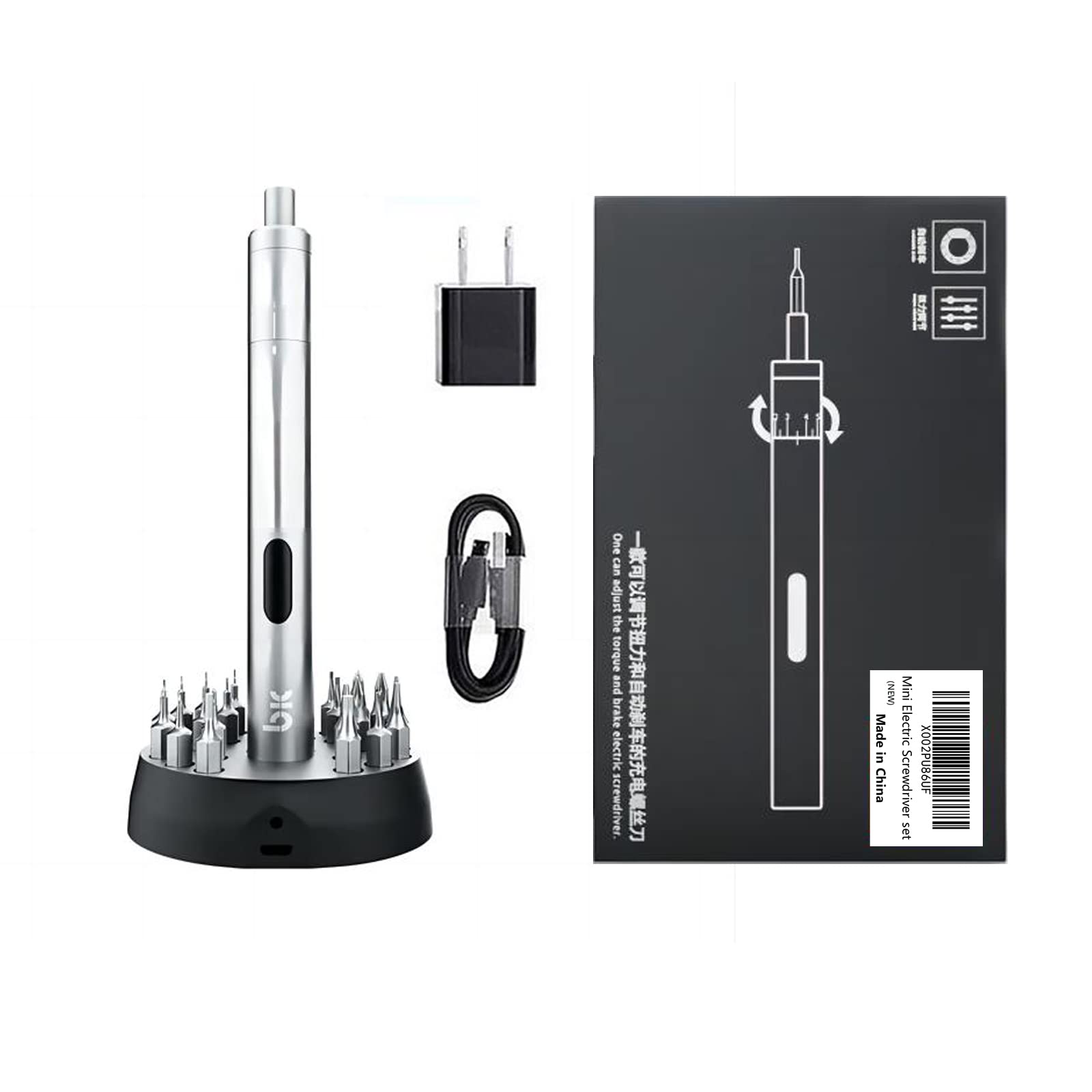 Mini Electric Screwdriver - Cordless Rechargeable Precision Tool with 24 Bits & Adjustable Torque for iPhone, iPad, Watch, Camera, Laptop, Smartphone, MacBook - Perfect for DIY Repairs, Electronics, and Small Household Projects