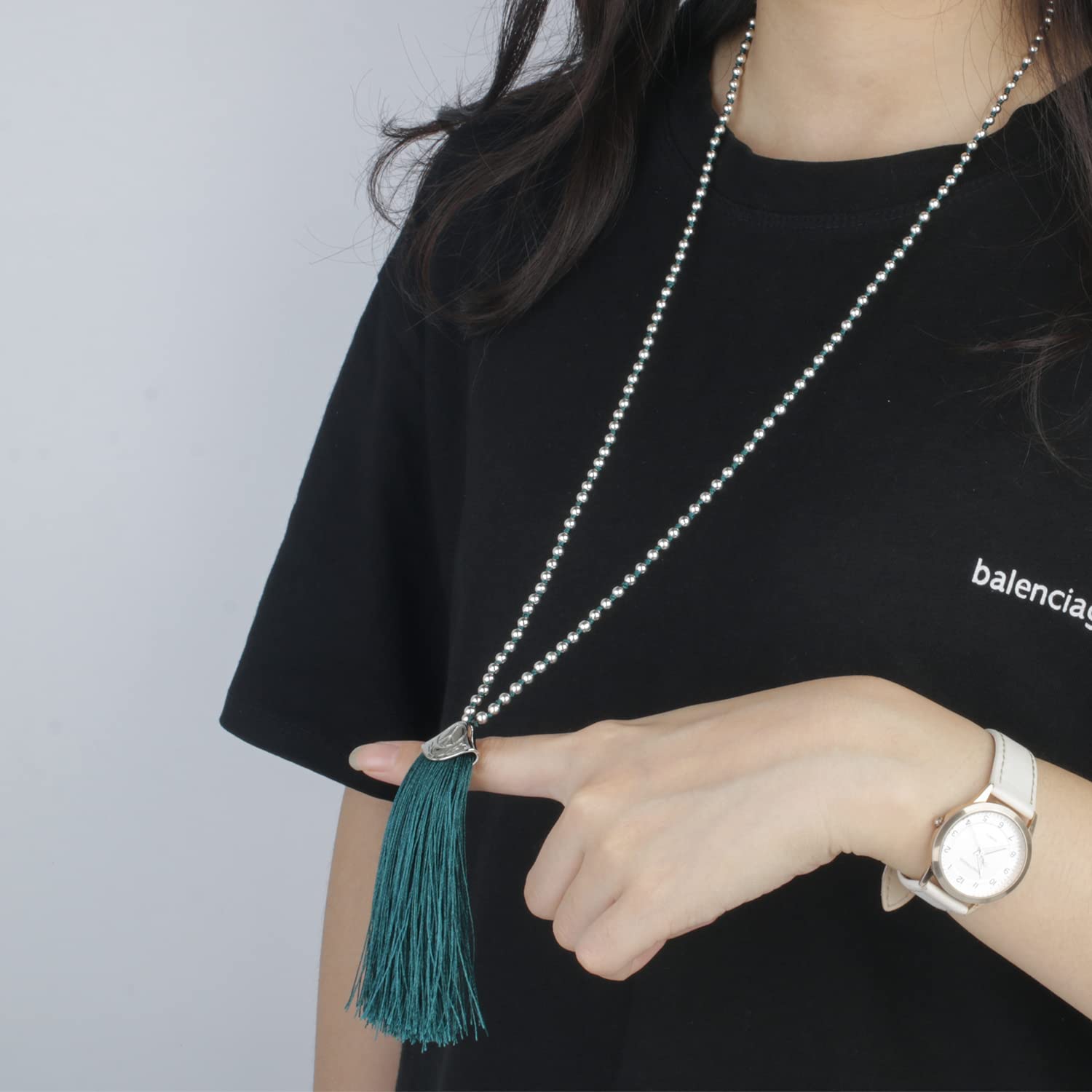 KELITCH Bohemian Tassel Necklace for Women - 925 Sterling Silver Beaded Necklace | Perfect for Festival, Beach, and Boho Chic Outfits