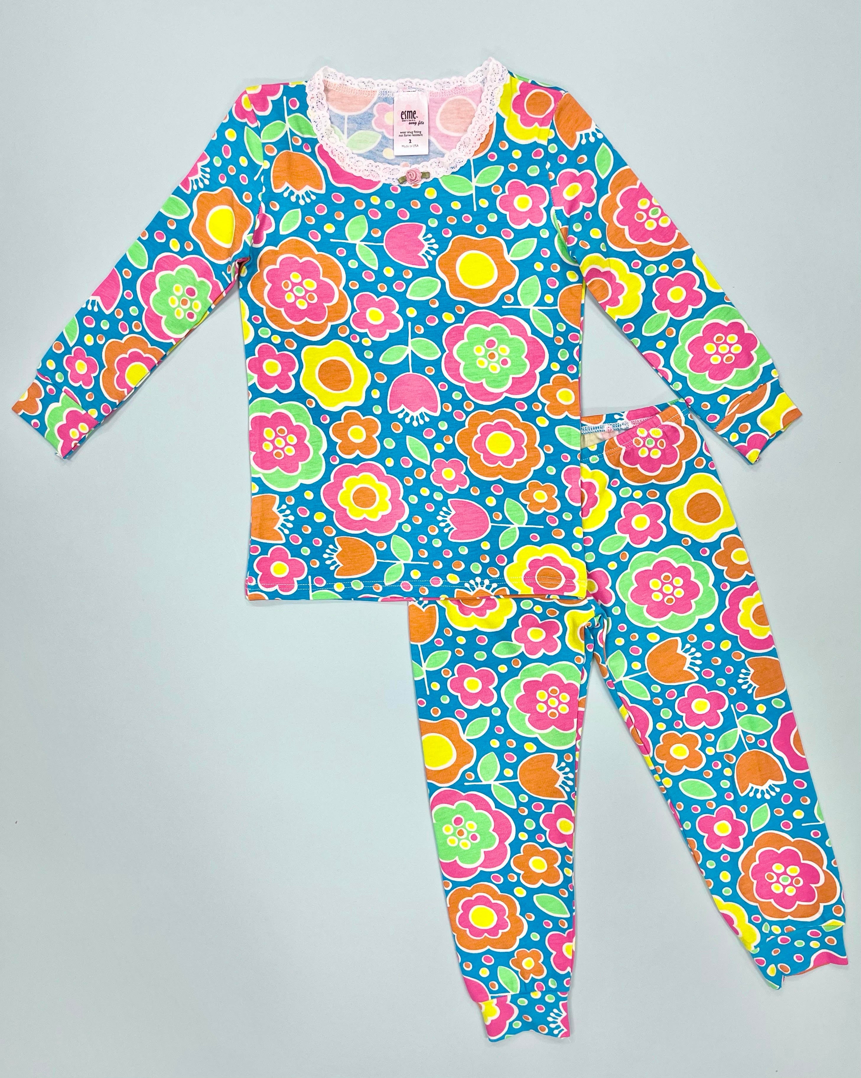 ESME GARDEN Women's Floral Print Full Length Lounge Set - Soft Comfortable Pajama Outfit for Sleep, Relaxation & Home Wear