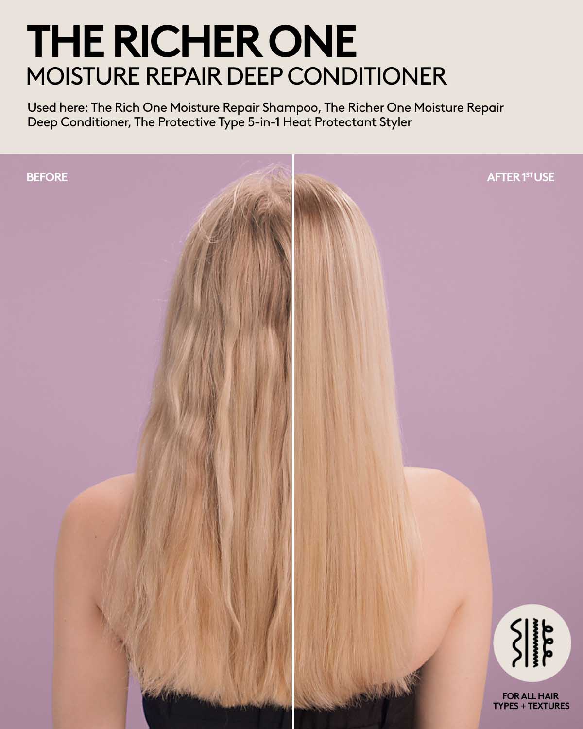 The Richer One Moisture Repair Deep Conditioner for Damaged Hair - Intense Hydration & Repair Treatment for Dry, Frizzy Hair - Perfect for Salon-Quality Hair Care at Home