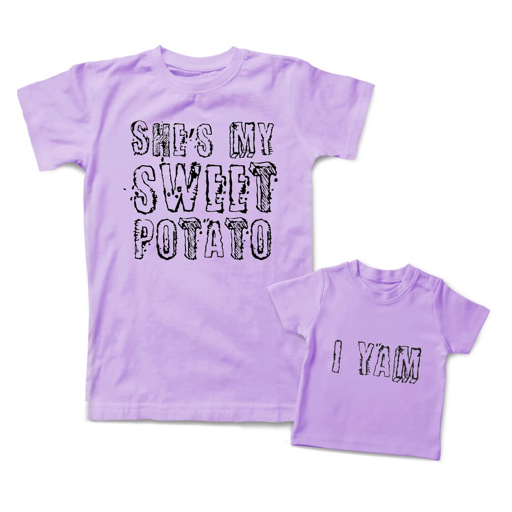 Mommy and Me Matching Outfits - She's My Sweet Potato Yes I Yam Style B Cotton - Perfect for Mother's Day, Family Photos & Special Occasions