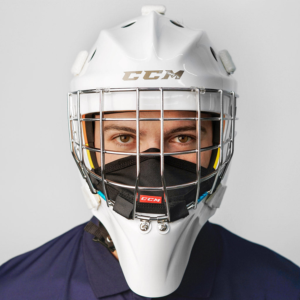 CCM Game On Goalie Face Mask - Ice Hockey Goalie Helmet with Full Protection for Players - Perfect for Youth & Adult Hockey Games, Practices & Training Sessions
