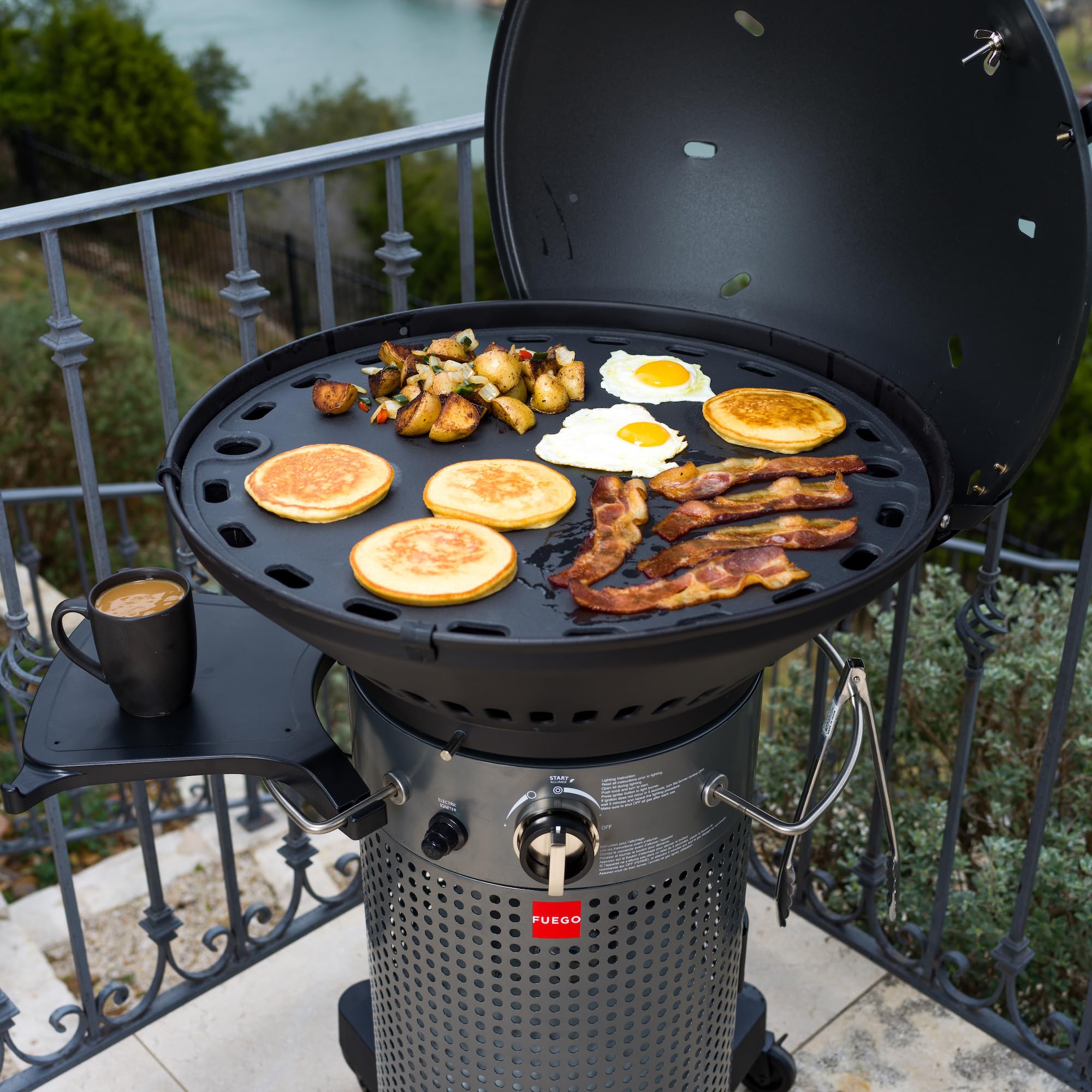 Fuego Professional Porcelain Enamel Cast-Iron Griddle - Heavy Duty Grill Pan for Outdoor Cooking, Camping & BBQ - Perfect for Stovetop, Gas Grill & Induction Cooktops