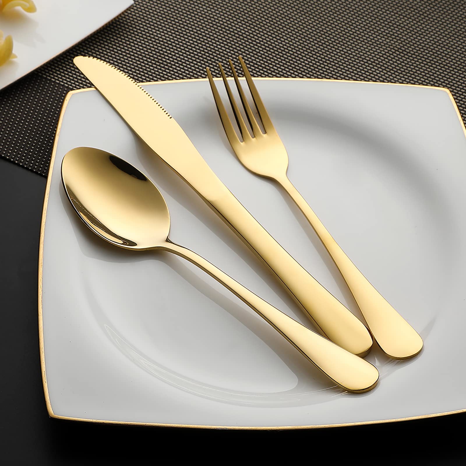 DEVICO 8-Piece Portable Cutlery Set - Stainless Steel Travel Utensils for Camping & Picnics (Gold)