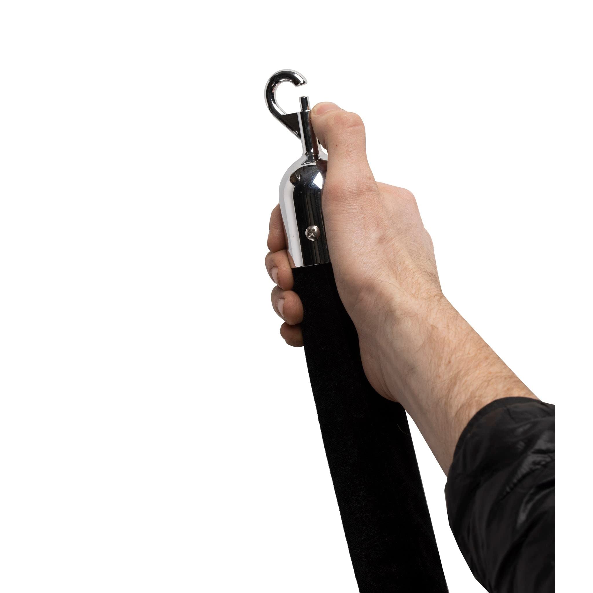 Montour Line Velvet Hanging Stanchion Rope with Foam Core - 8ft Gray Rope & Polished Stainless Steel Snap Ends - Perfect for Event Crowd Control, VIP Sections & Rope Barriers