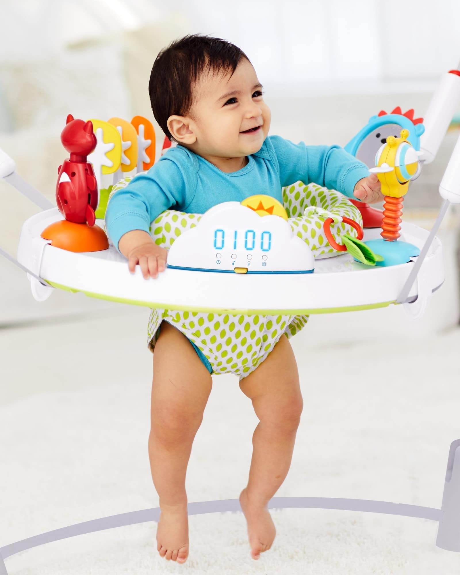 Skip Hop Foldable Baby Activity Jumper for Infants 4-24 Months - Portable Play Center with Toys for Early Development - Perfect for Home, Travel & Daycare Use