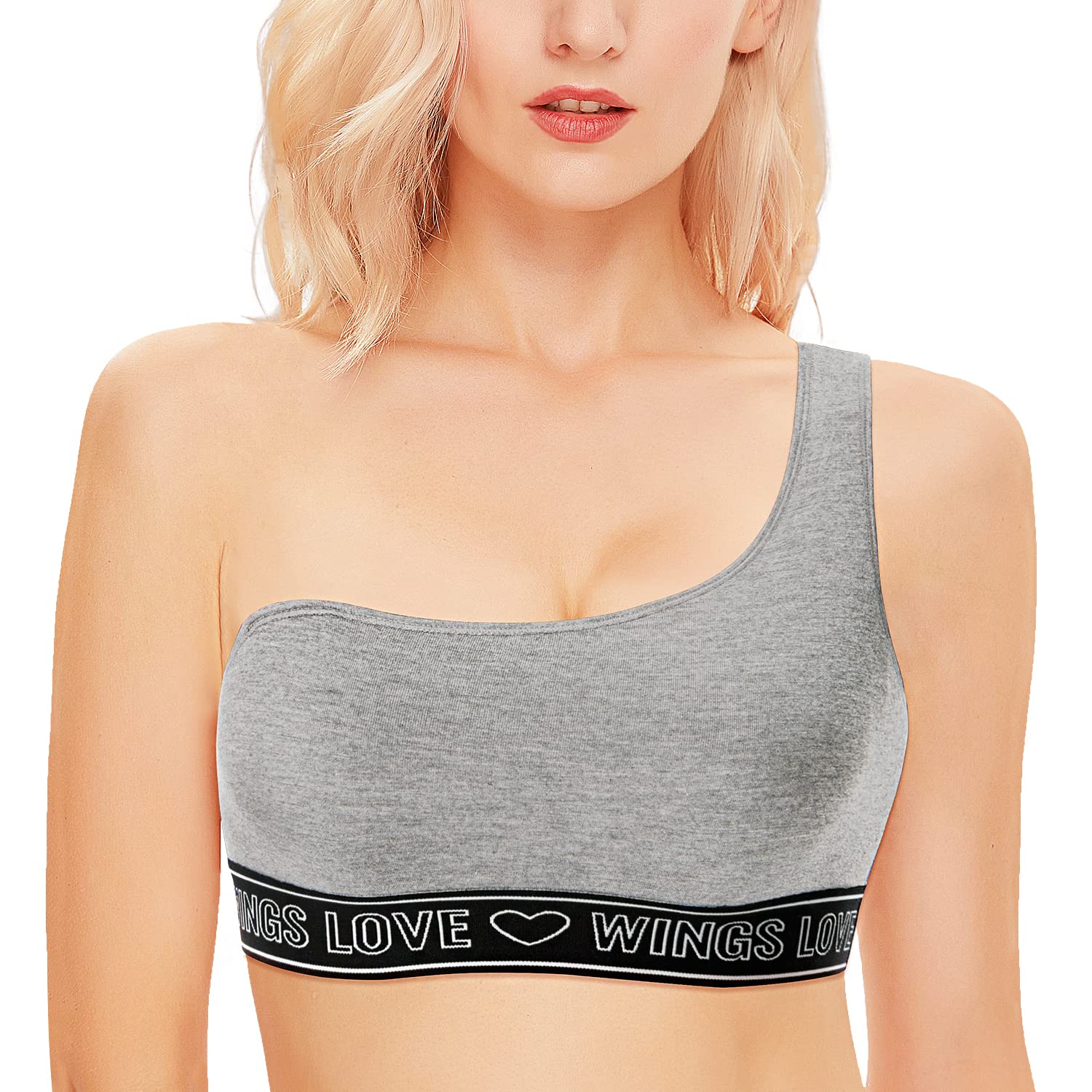 Wingslove Women's One Shoulder Sports Bra - Mid Impact Workout Bra for Yoga, Running & Fitness - Comfortable Everyday Wear for Active Lifestyles