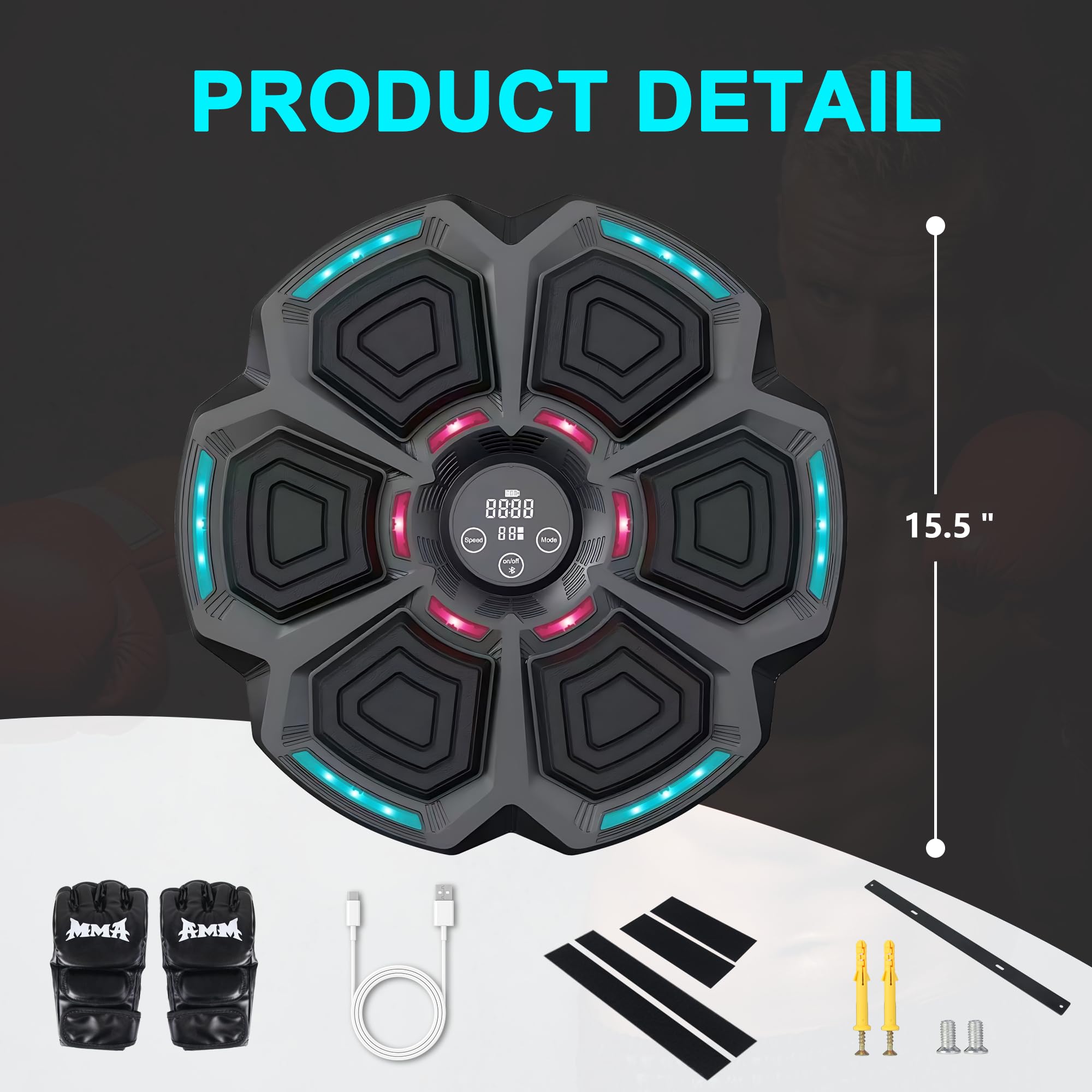 FICTOR Smart Bluetooth Interactive Wall-Mounted Boxing Trainer - Music Boxing Machine for Home Gym, Fitness, Kids & Adults - Perfect for Stress Relief, Cardio Workouts & Family Fun