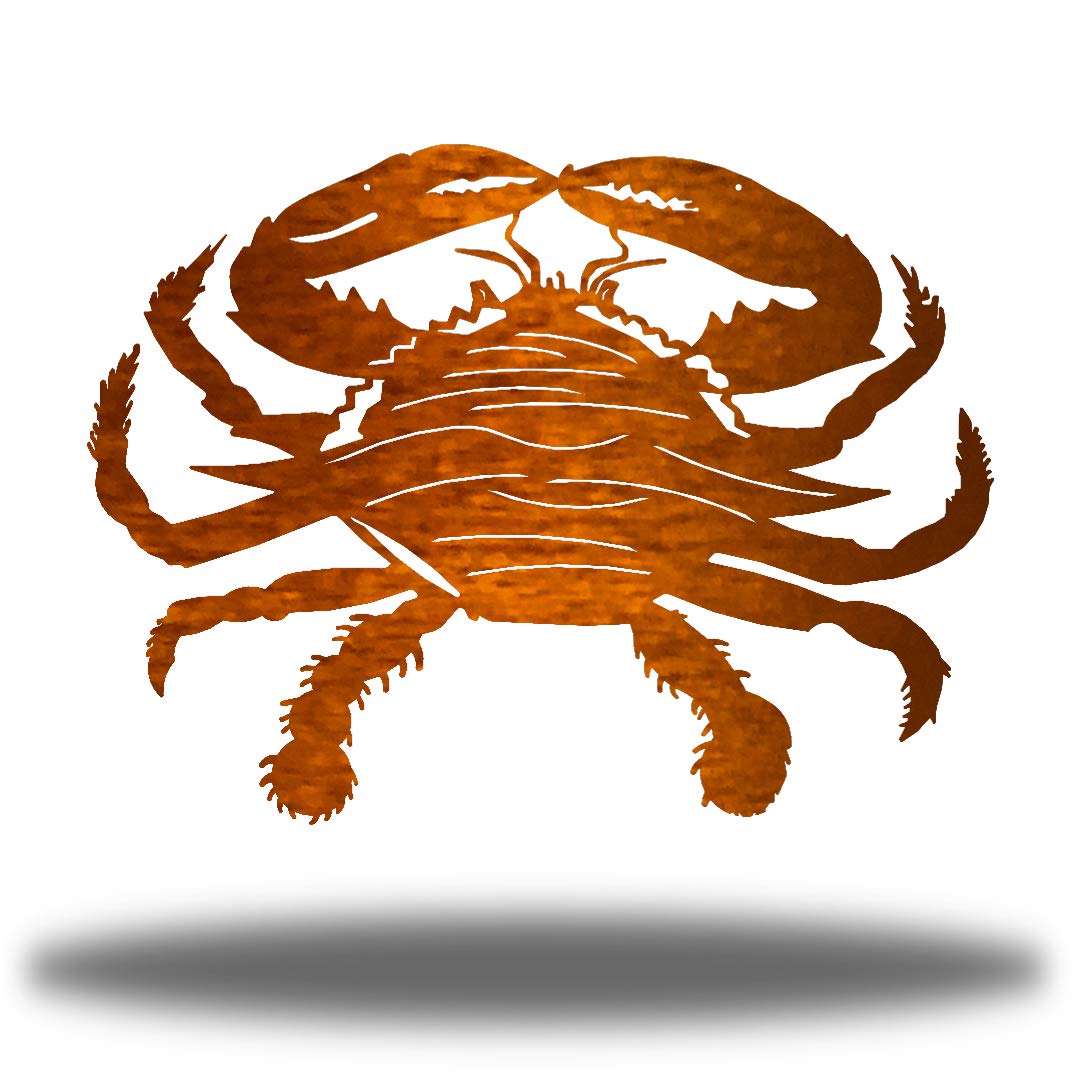 Riverside Designs Coastal Crab Ocean Beach Metal Wall Art Decor | Heavy-Duty Waterproof Steel Wall Hanging | USA Made 24-Inch Copper Finish | Perfect for Beach House, Coastal Living Room or Outdoor Patio Decor