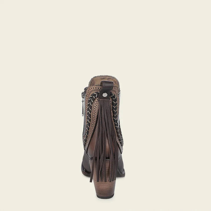 3F0KRS Women's Brown Cowhide Ankle Boots - Stylish & Comfortable Leather Booties for Casual Wear, Office & Date Night Outfits