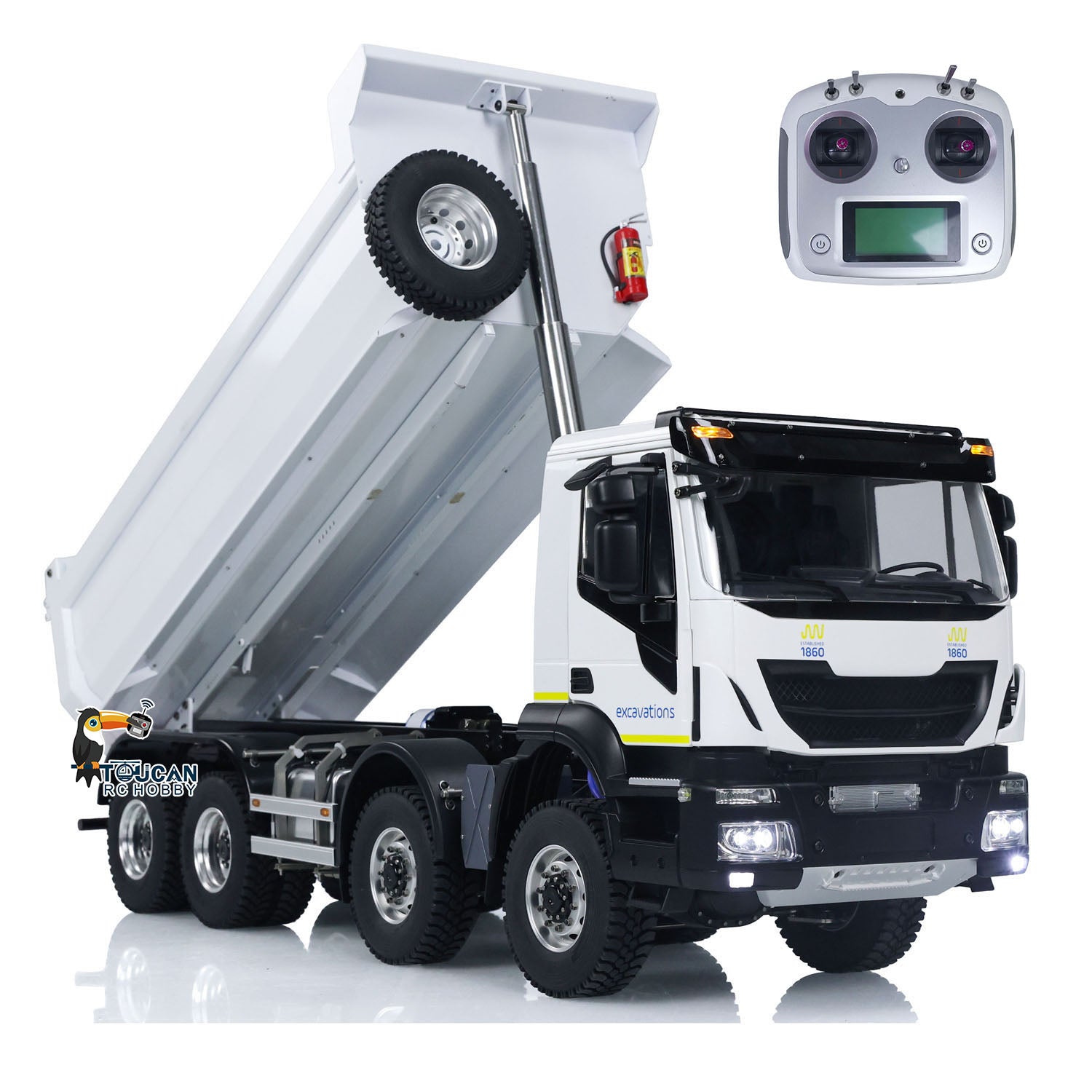 1/14 Scale 8x8 Metal Hydraulic RC Dump Truck - Remote Control Construction Vehicle with Realistic Sound & Lights, Pre-Assembled Painted Model with ESC Motor & Servo - Perfect for Construction Enthusiasts, Collectors, and RC Hobbyists
