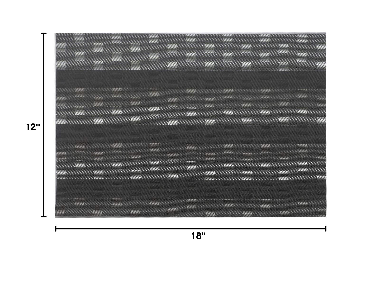 Premium Black PVC Placemats Set of 6 - Waterproof & Heat-Resistant Woven Vinyl Table Mats for Dining, Kitchen, and Party Decor - Elegant Place Settings for Everyday Use and Special Occasions