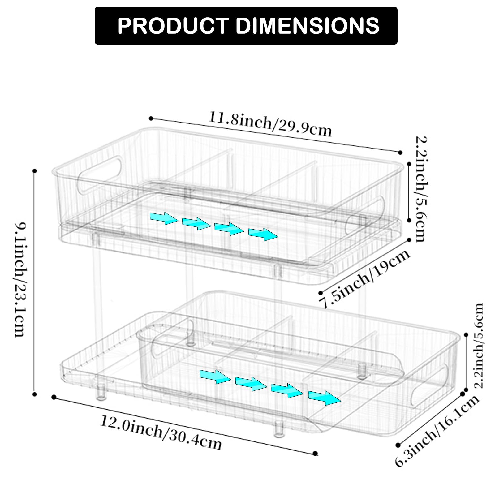 2 Tier Makeup Organizer Countertop - Large Capacity Cosmetic Display Case with Partition Board for Vanity | Makeup Holder & Cosmetic Organizer (Green) | Perfect for Bathroom Counter, Dressing Table & Travel Storage