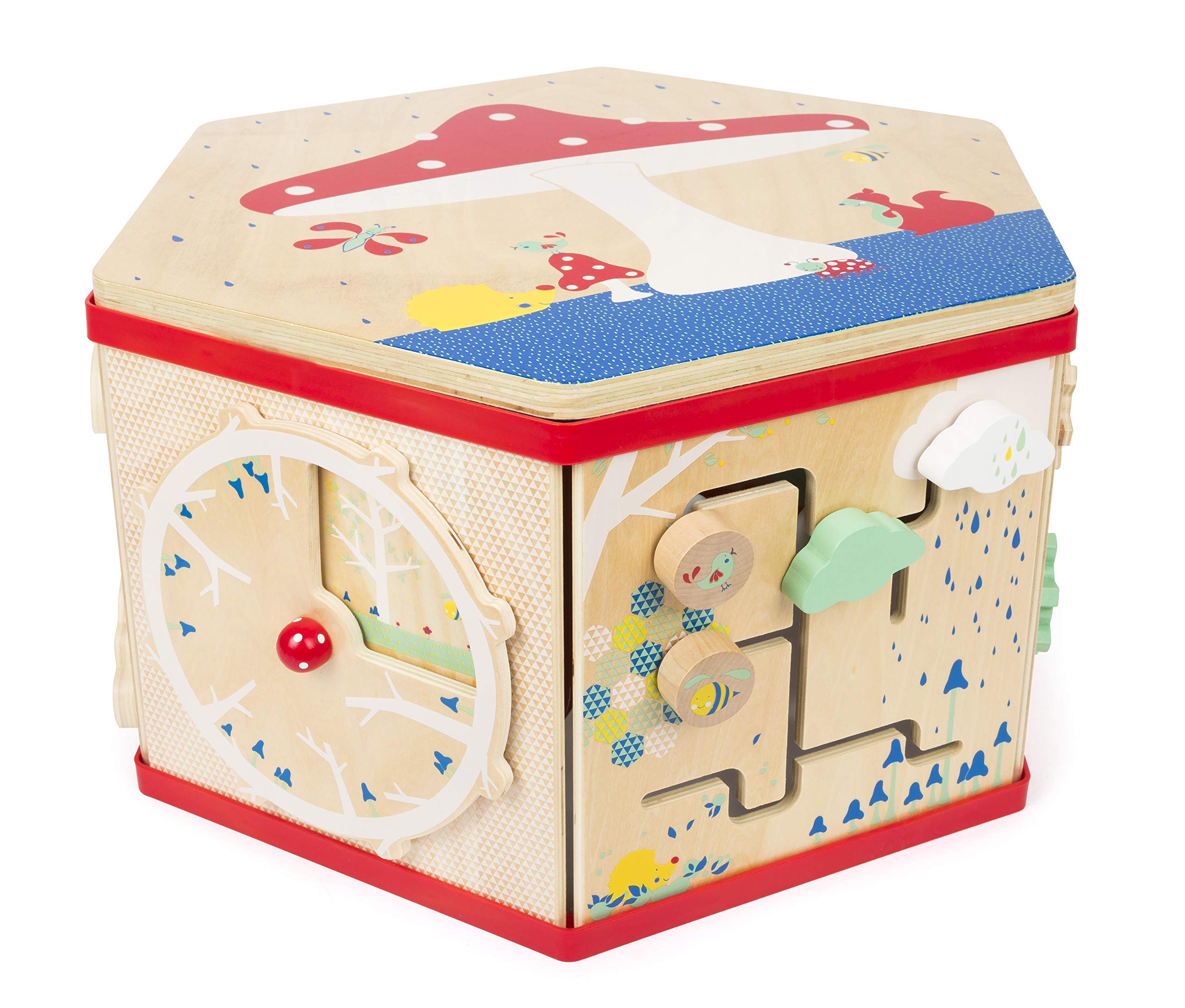 **Small Foot Wooden Activity Cube XL – 7-Sided Educational Toy with Bead Maze, Puzzle, Shape Sorter, Clock & Wheels – Develops Fine Motor Skills & Dexterity for Toddlers 12+ Months – Perfect for Playtime, Learning & Daycare Activities**