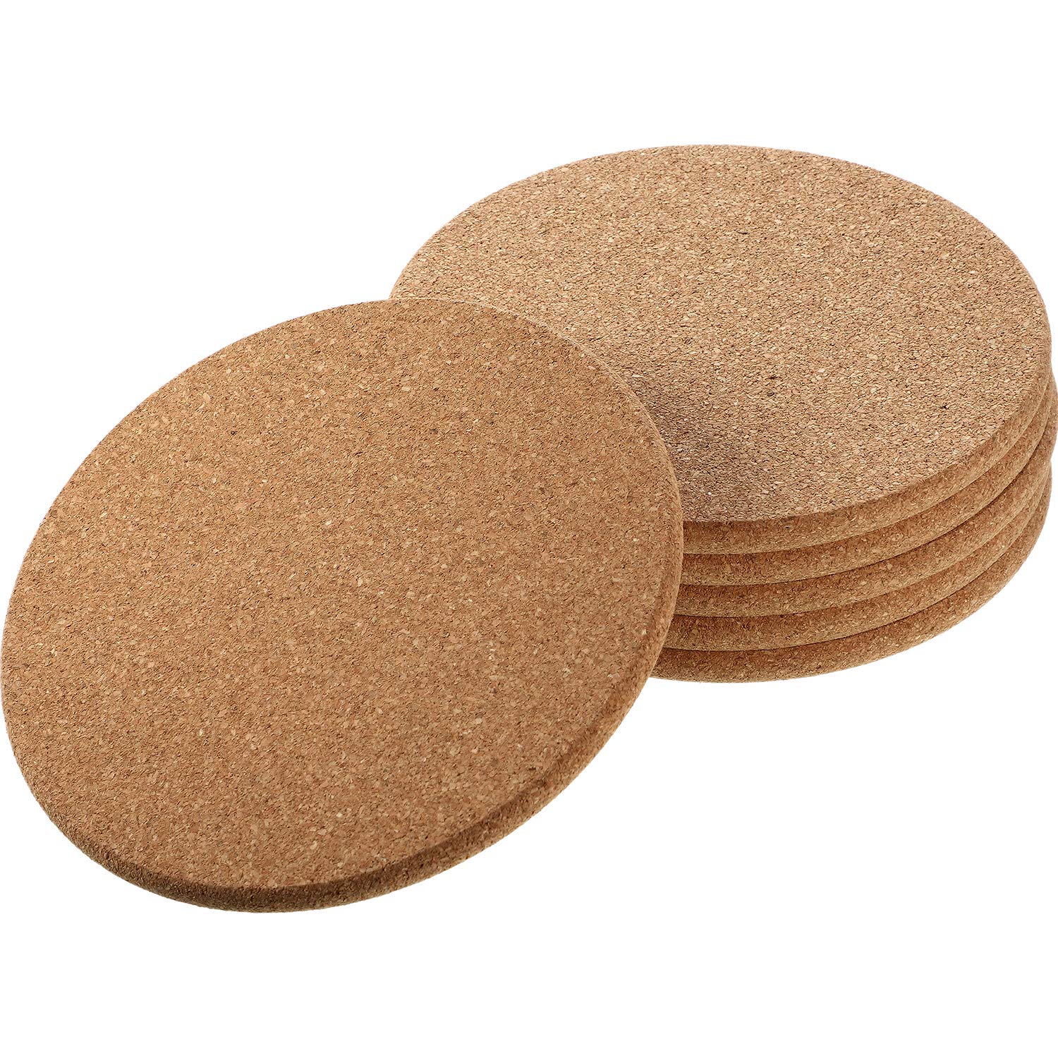 6-Pack Absorbent Cork Coasters for Drinks - 6 Inch Round Wooden Coasters for Coffee Tables, Dining Tables & Desks - Natural Cork Drink Pads for Home & Office Use