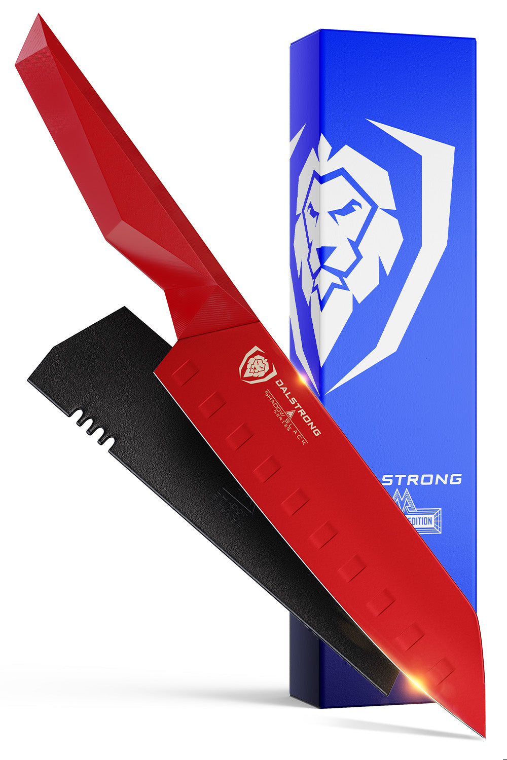 Premium 7-Inch Santoku Knife - Shadow Black Series | RED Edition by Dalstrong | Japanese Style Kitchen Knife for Slicing, Dicing & Chopping Vegetables, Meat & Fish