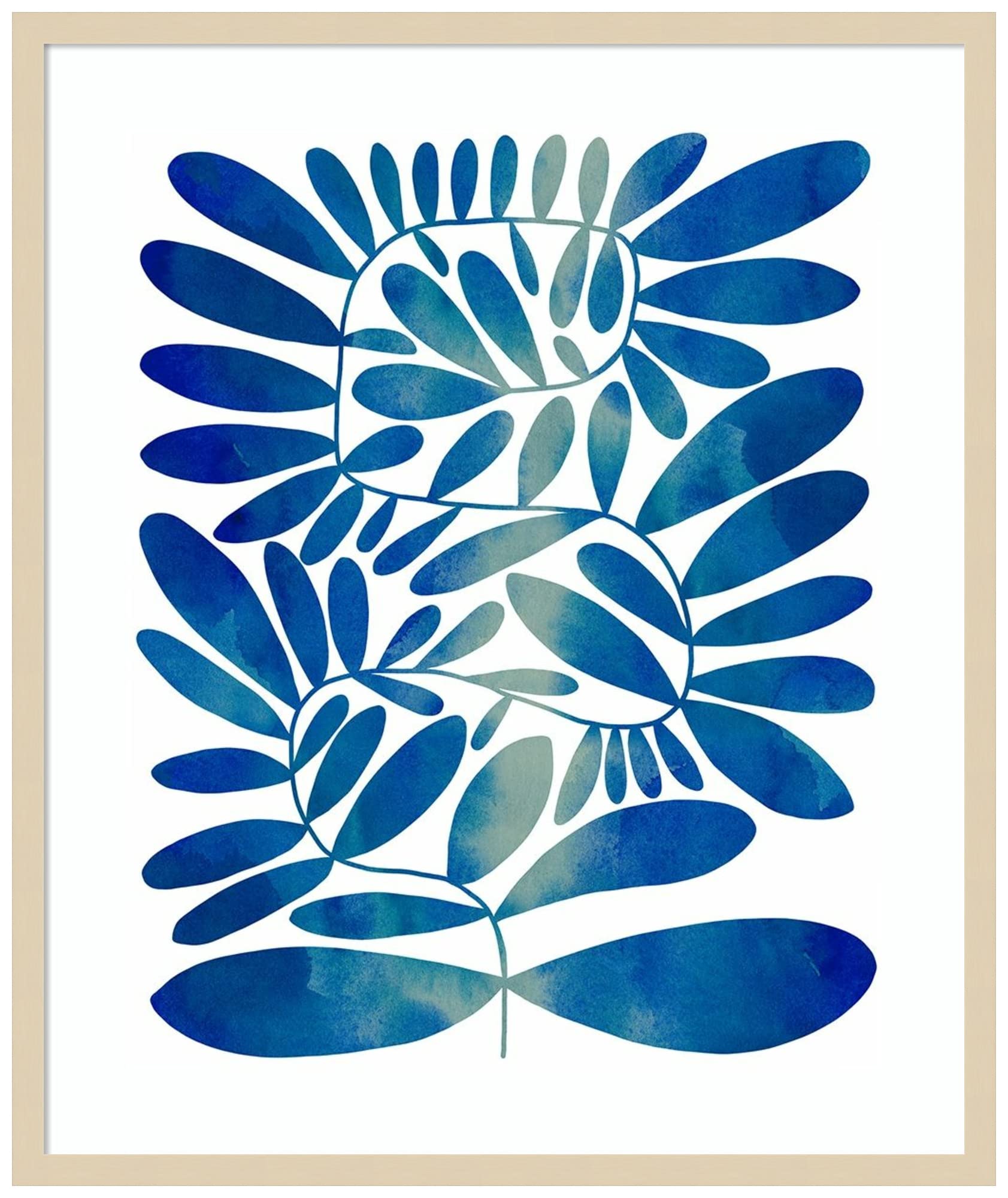 Emma Caroline Summer Sprig II Wood Framed Wall Art Print - 28x33 Inch Large Natural Frame - Perfect for Living Room, Bedroom & Office Decor