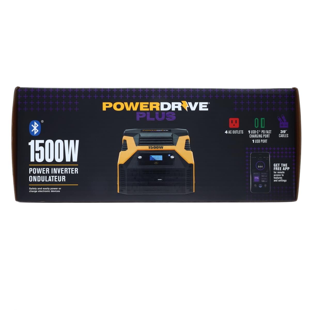 PowerDrive Plus PWD1500P 1500W Pure Sine Wave Power Inverter with Bluetooth Wireless Technology & Remote Control - Perfect for RVs, Camping, Trucks, and Emergency Power Backup