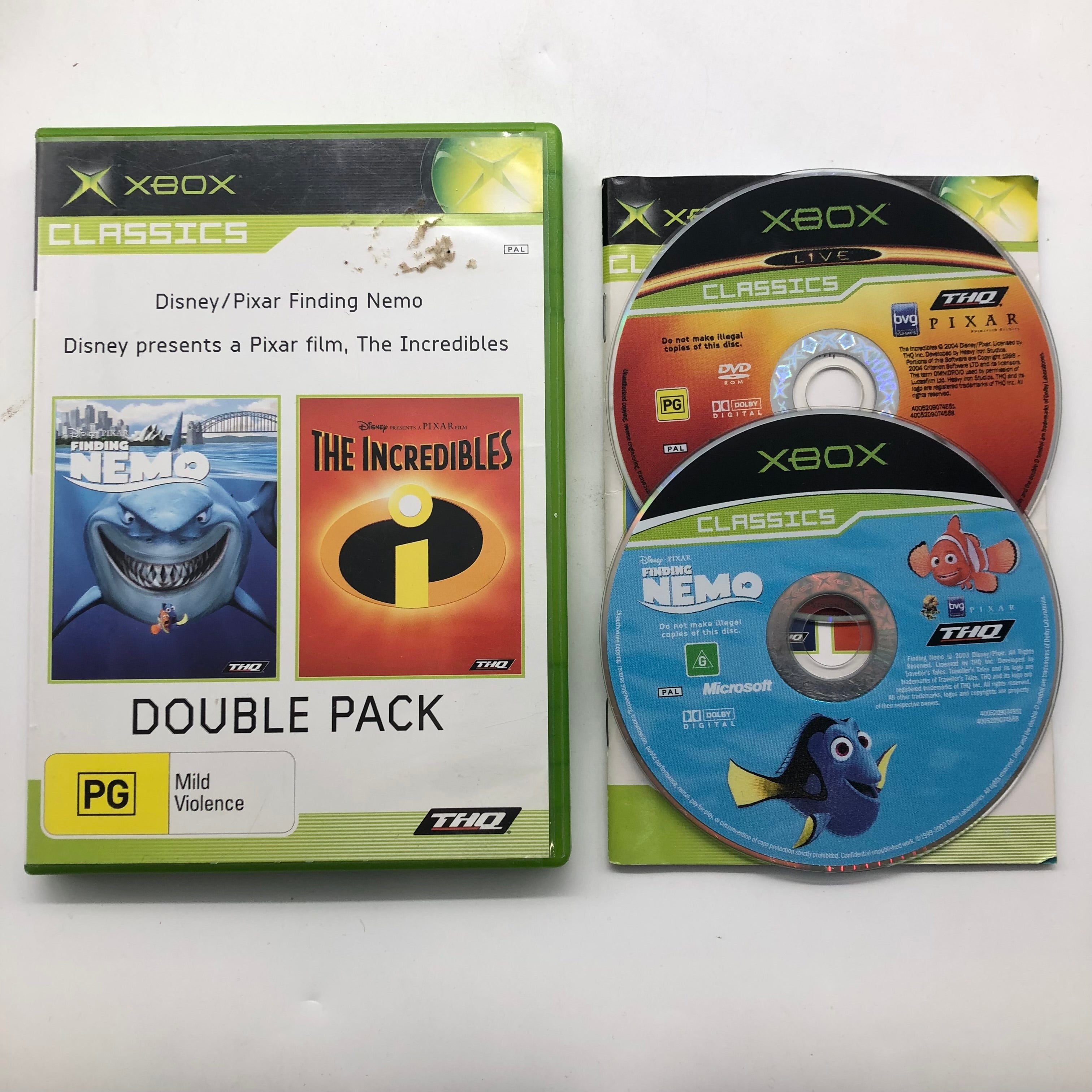 Double Pack Finding Nemo & The Incredibles Xbox Original Game Bundle with Manual - PAL Version | Family-Friendly Adventure Games for Kids & Disney Fans | Perfect for Game Nights & Disney Movie Lovers