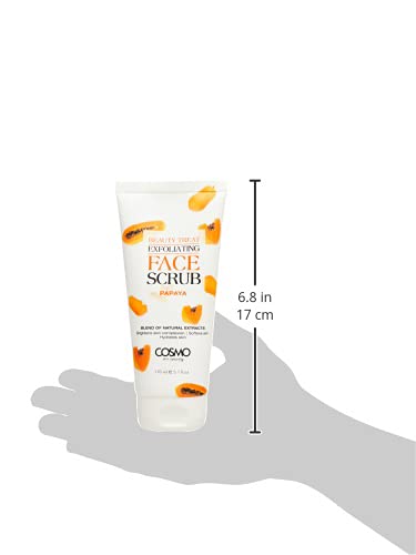 Cosmo Beauty Treat Exfoliating Papaya Face Scrub 170ml - 100% Natural Extract for Softening & Hydrating Skin - Reduces Sun Tan - Gentle Exfoliator for Women & Men - Perfect for Daily Skincare Routine & Post-Sun Care