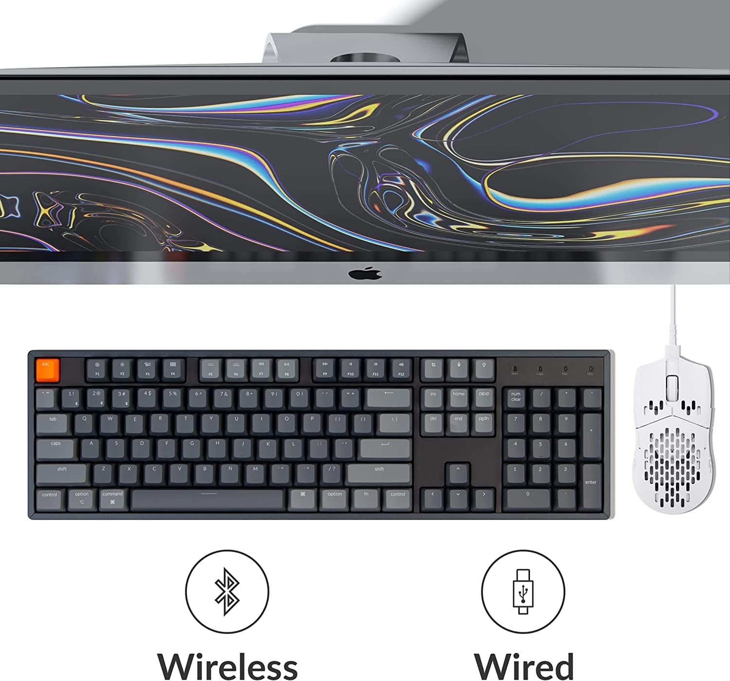 Keychron K10 Wireless Mechanical Keyboard - Bluetooth/USB Wired, Gateron G Pro Brown Switches, Aluminum Frame, 104 Keys - Perfect for Office, Gaming & Typing Enthusiasts