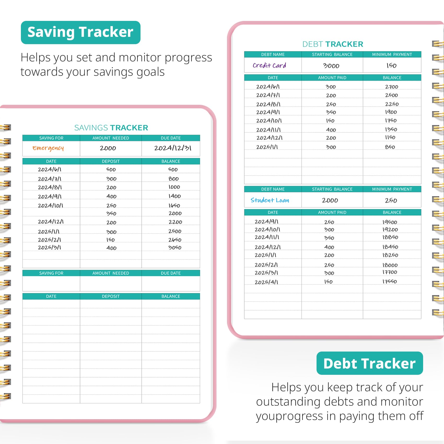 2025 Monthly Budget Planner - Undated Expense & Bill Tracker | 12-Month Financial Organizer for Money Management | Personal Finance Notebook for Students, Home & Office Use - Pink