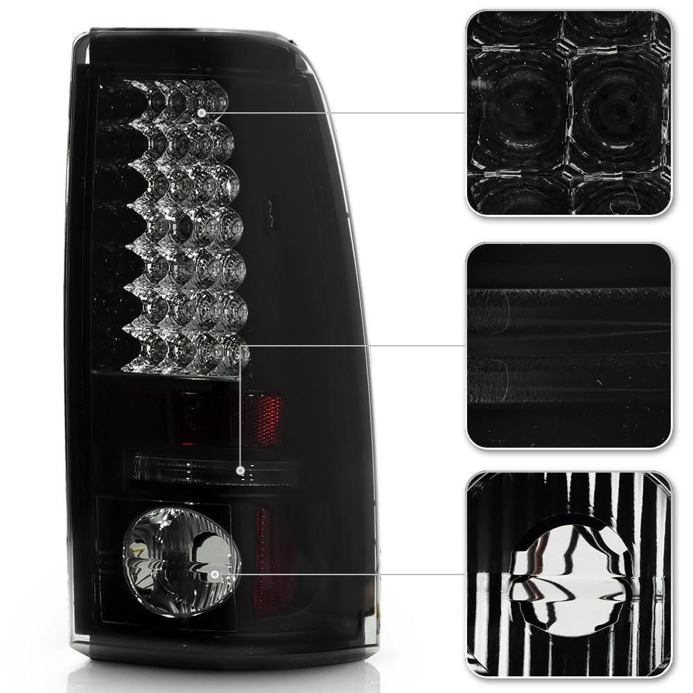ACANII Smoked LED Tail Lights for 2003-2006 Chevy Silverado 1500 - Black Brake Lamps Replacement Pair (Driver & Passenger Side) | Enhanced Night Visibility & Style Upgrade for Pickup Trucks