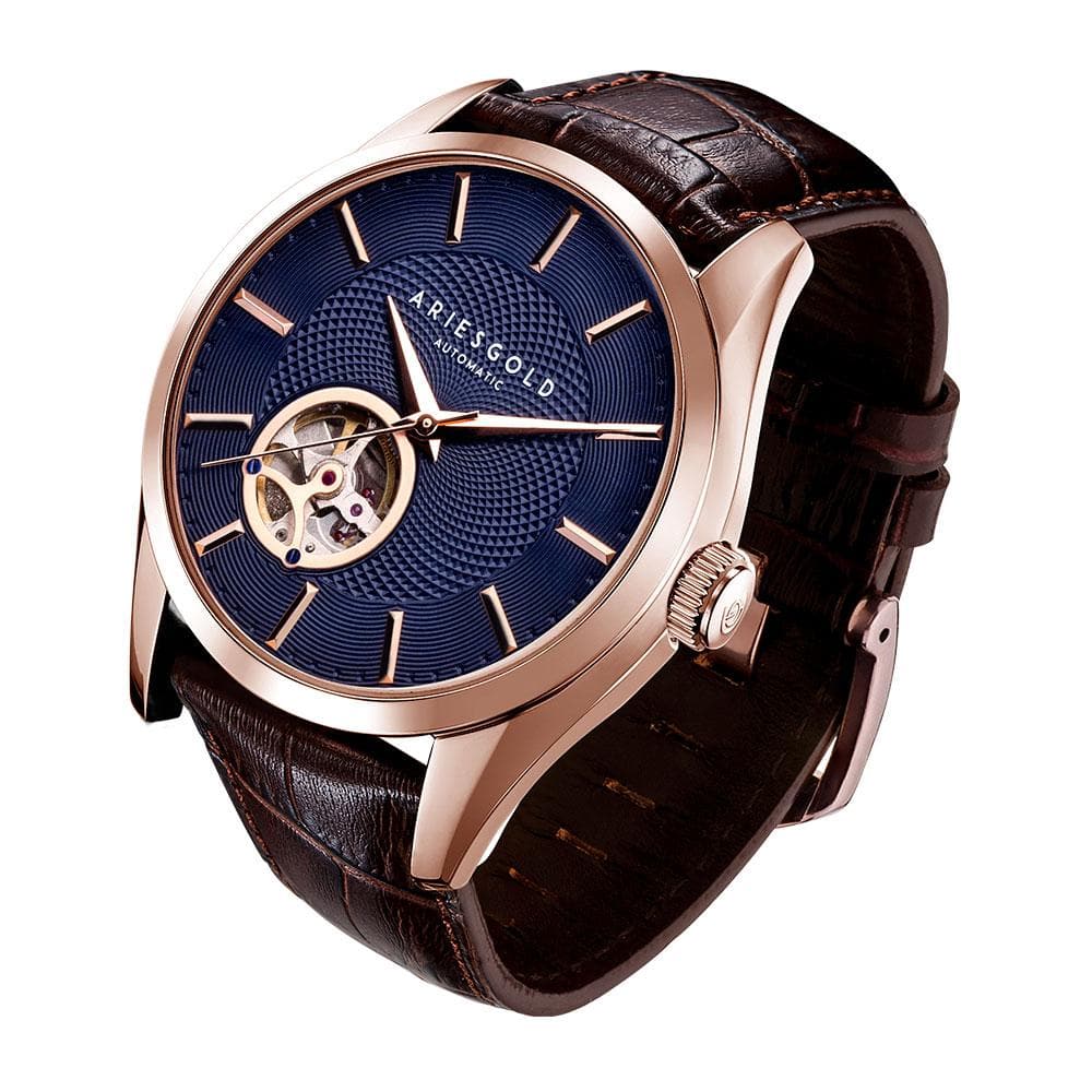 ARIES GOLD INSPIRA G 9022 RG BU Men's Luxury Watch - Elegant Rose Gold Stainless Steel Timepiece for Business, Formal & Special Occasions