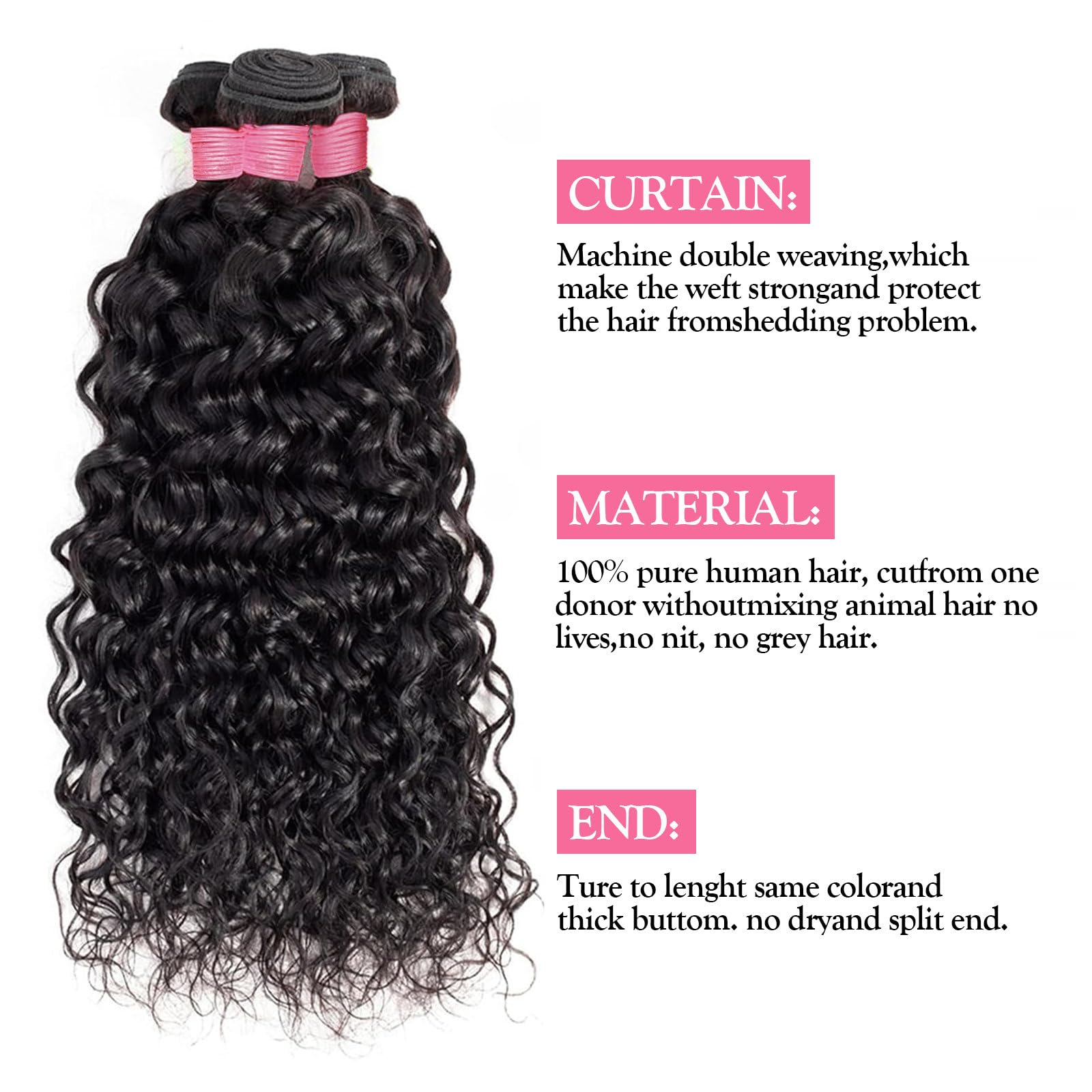 12A Brazilian Virgin Human Hair Bundles 24 26 28 Inch - Water Wave Wet & Wavy Natural Color Hair Extensions (3 Bundles) for Stunning Beach Waves & Everyday Glamour