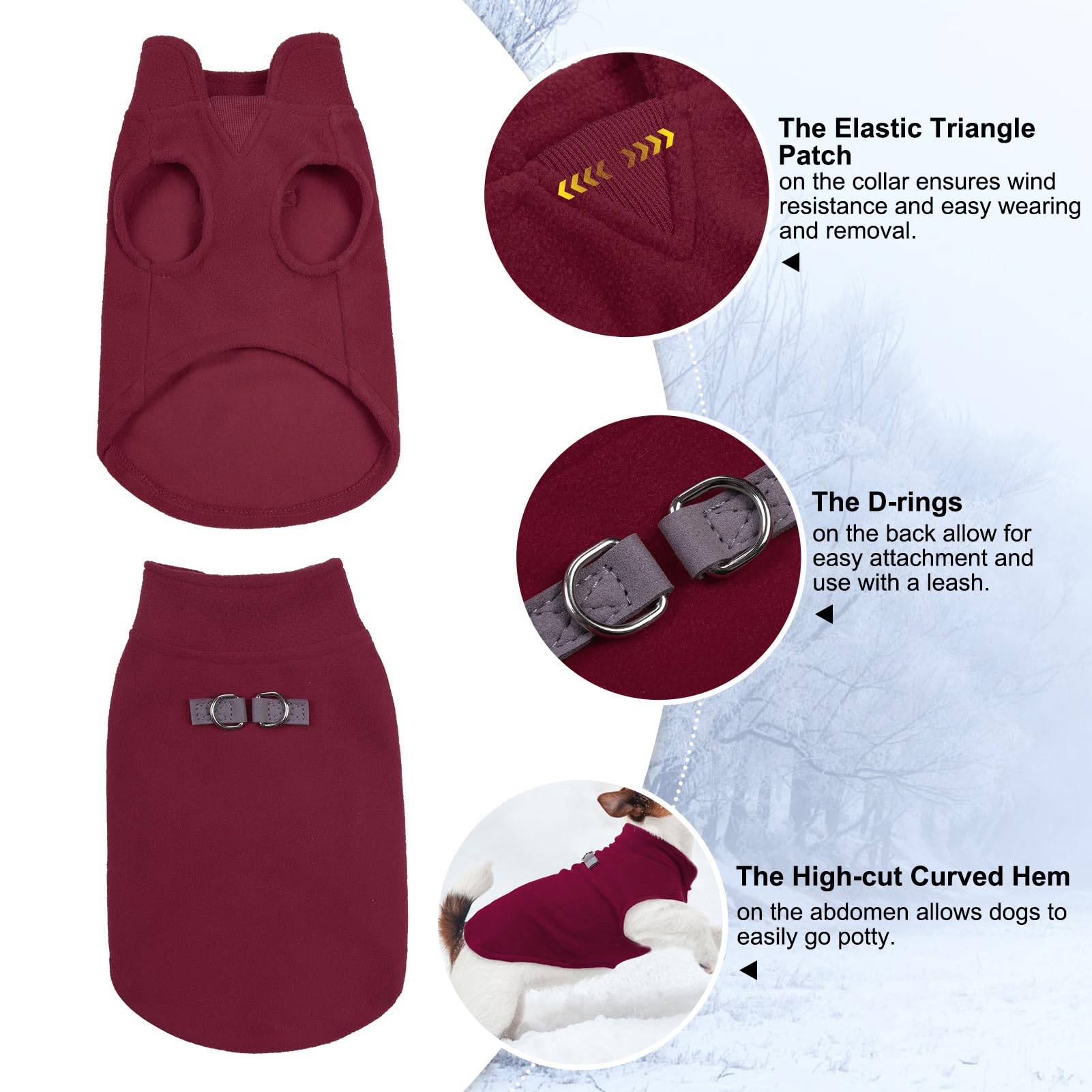 BEAUTYZOO Fleece Dog Vest - Winter Jacket for Small & Medium Dogs (XS, S, M) with D-Ring Leash - Warm Hooded Coat for Cold Weather - Perfect for Outdoor Walks & Indoor Comfort
