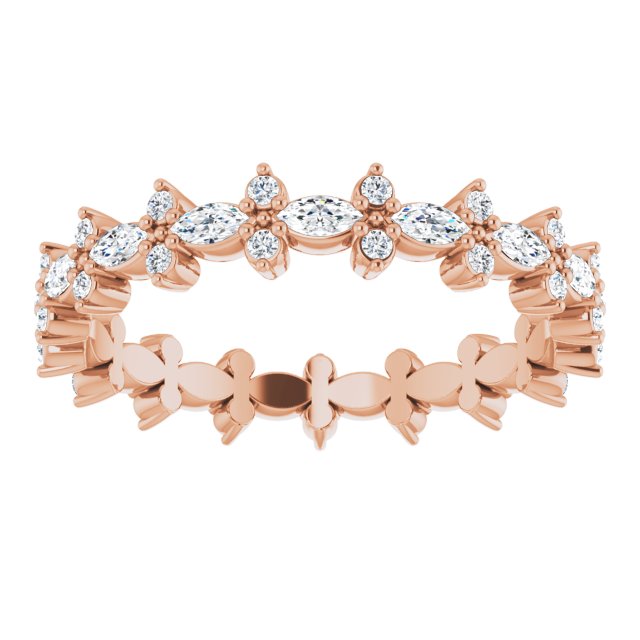 0.59 Carat Prong Set Marquise & Round Diamond Eternity Wedding Band - Perfect for Anniversaries, Engagements & Special Occasions